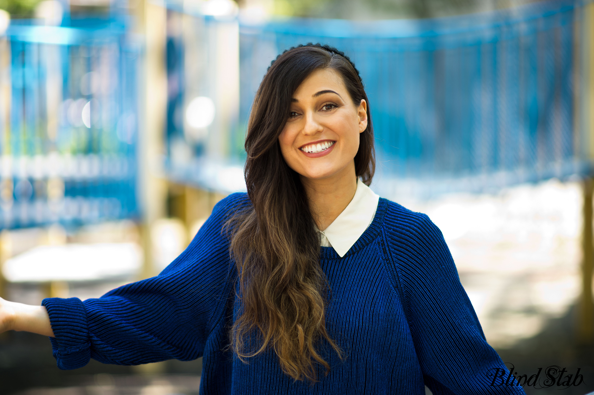 Streetstyle-Blue-Sweater-Fishtail-Skirt