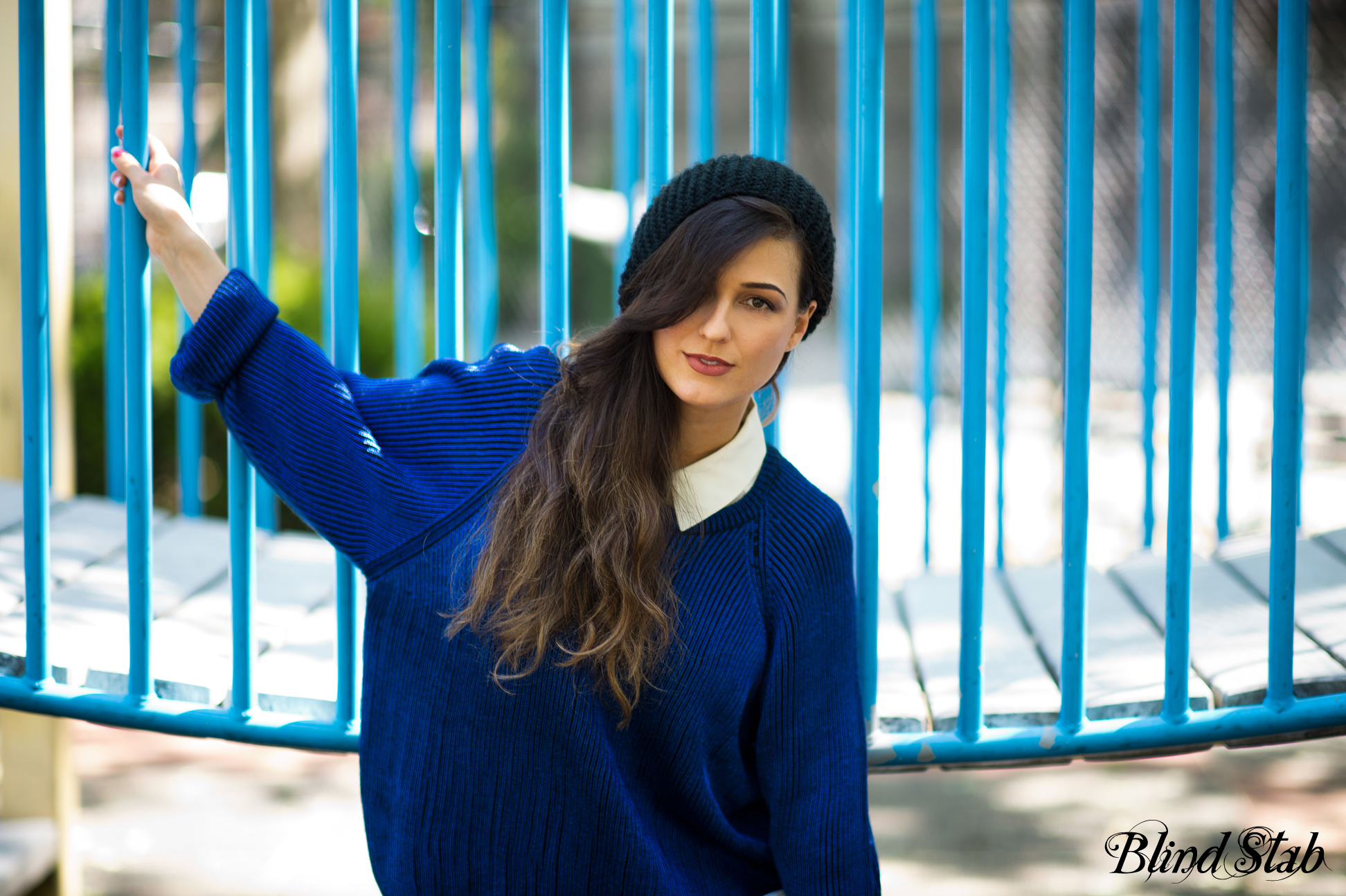 Streetstyle-Blue-Sweater-Fishtail-Skirt