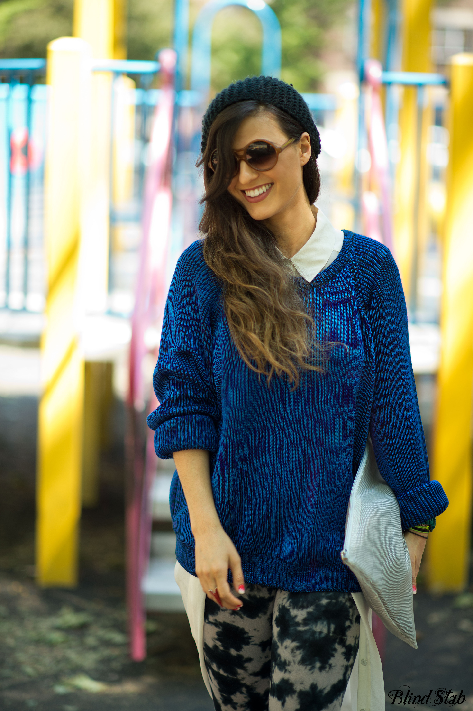 Streetstyle-Blue-Sweater-Fishtail-Skirt