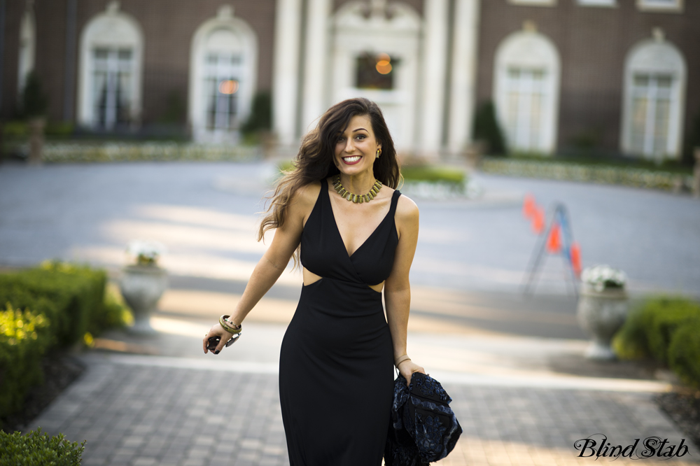 Blind-Stab-Dana-Suchow-Wedding-Weekend-Black-Maxi-Dress-Celine-Clutch