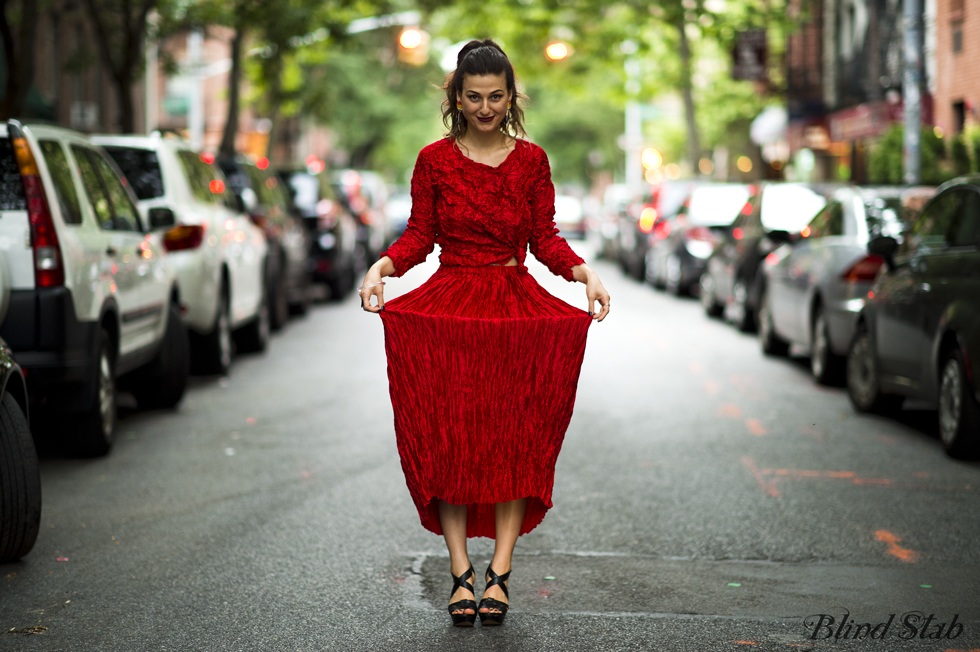 Blind-Stab-Dana-Suchow-Red-Dress-Skirt-DIane-Katz-Designs