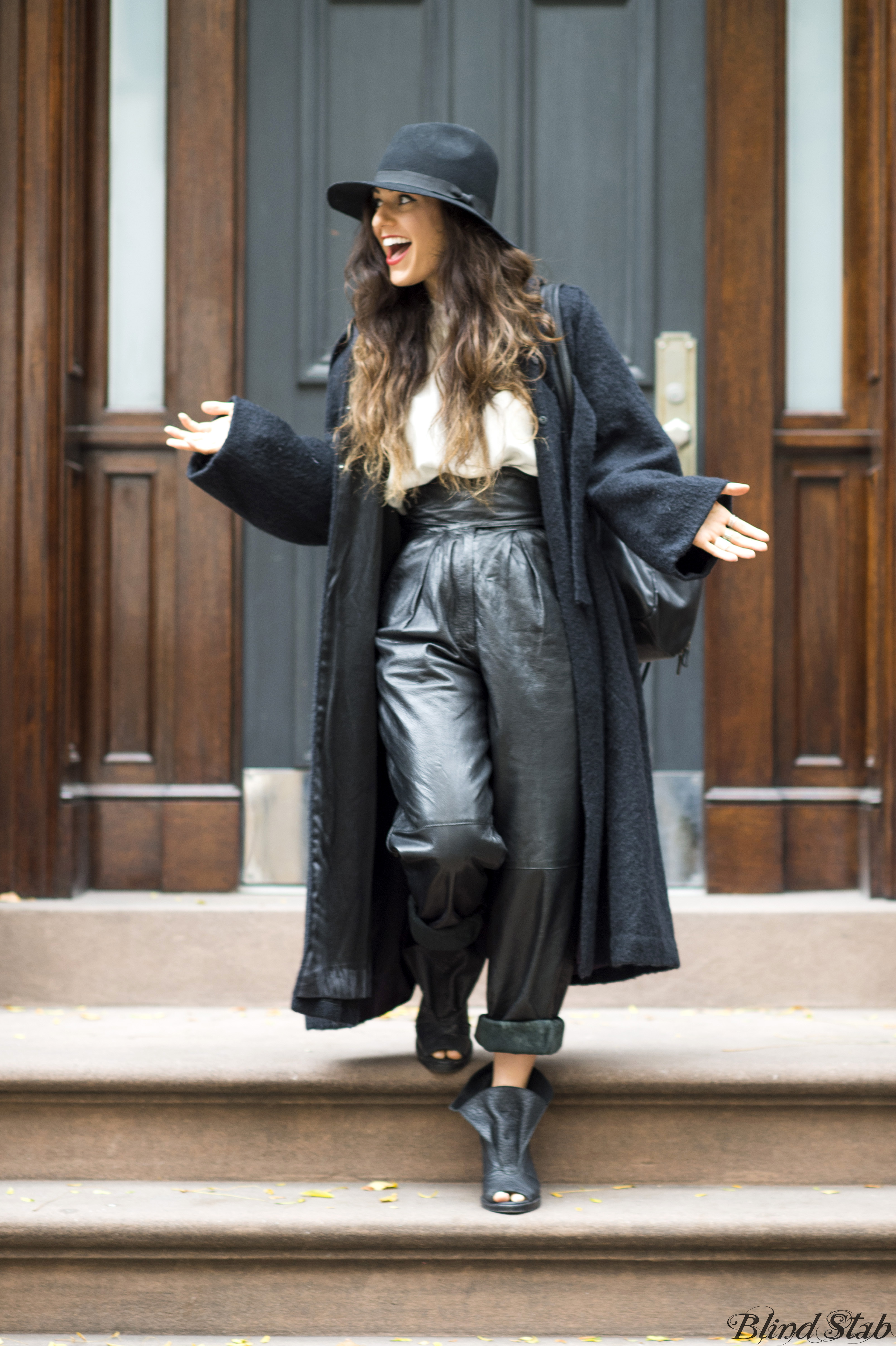 Leather-Pants-Fedora-Ombre-Hair