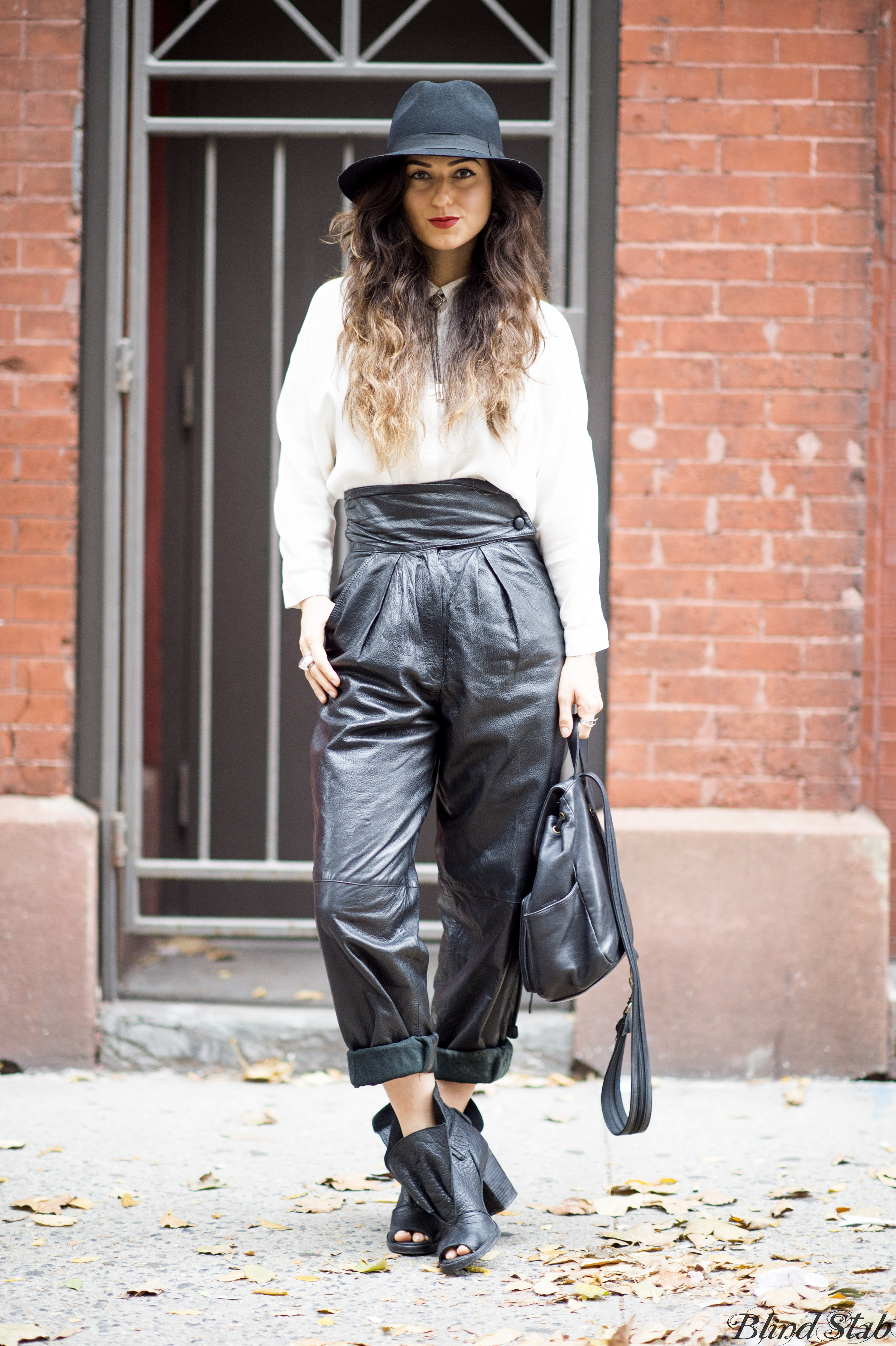 Leather-Pants-Fedora-Ombre-Hair