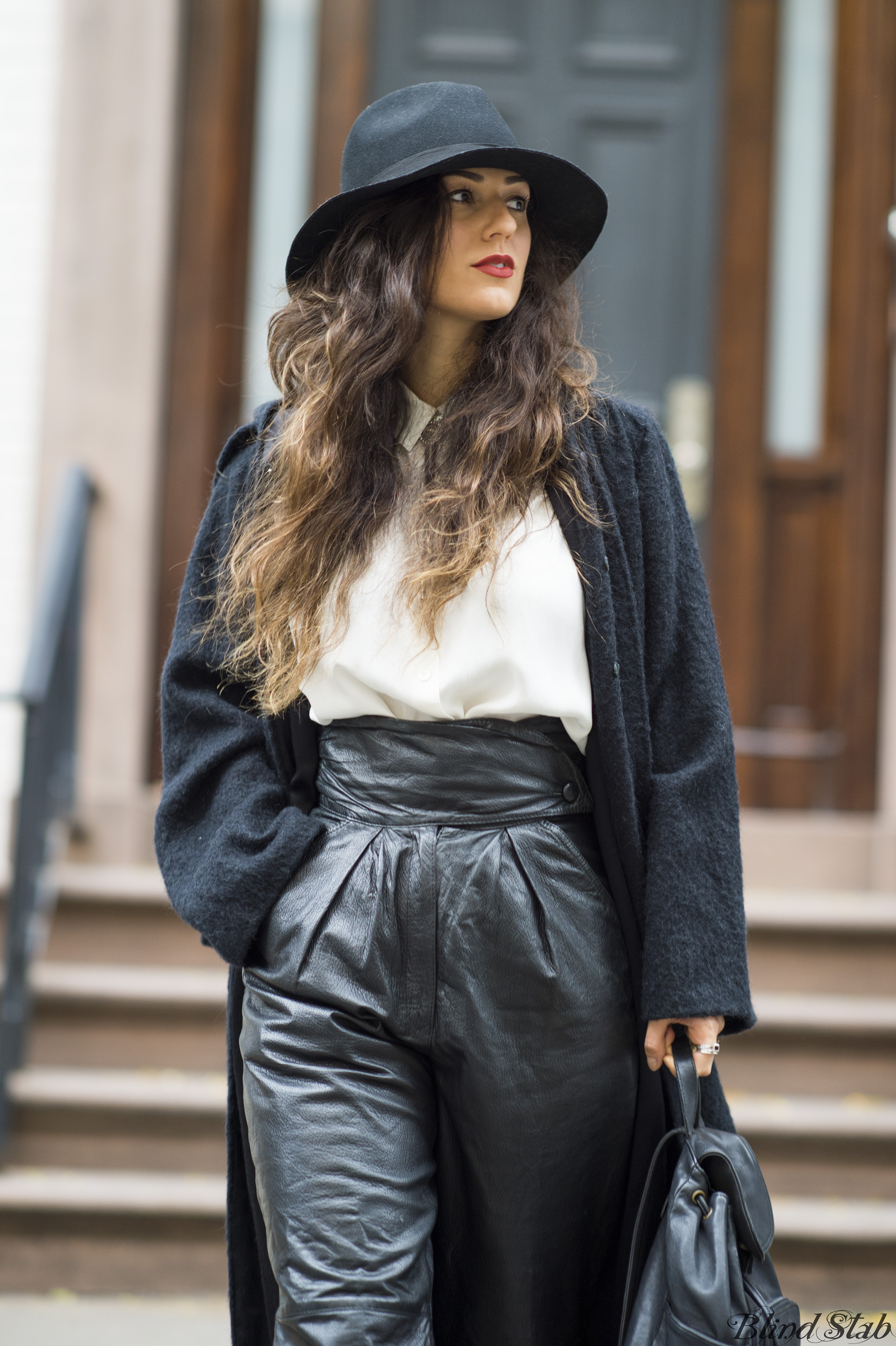 Leather-Pants-Fedora-Ombre-Hair