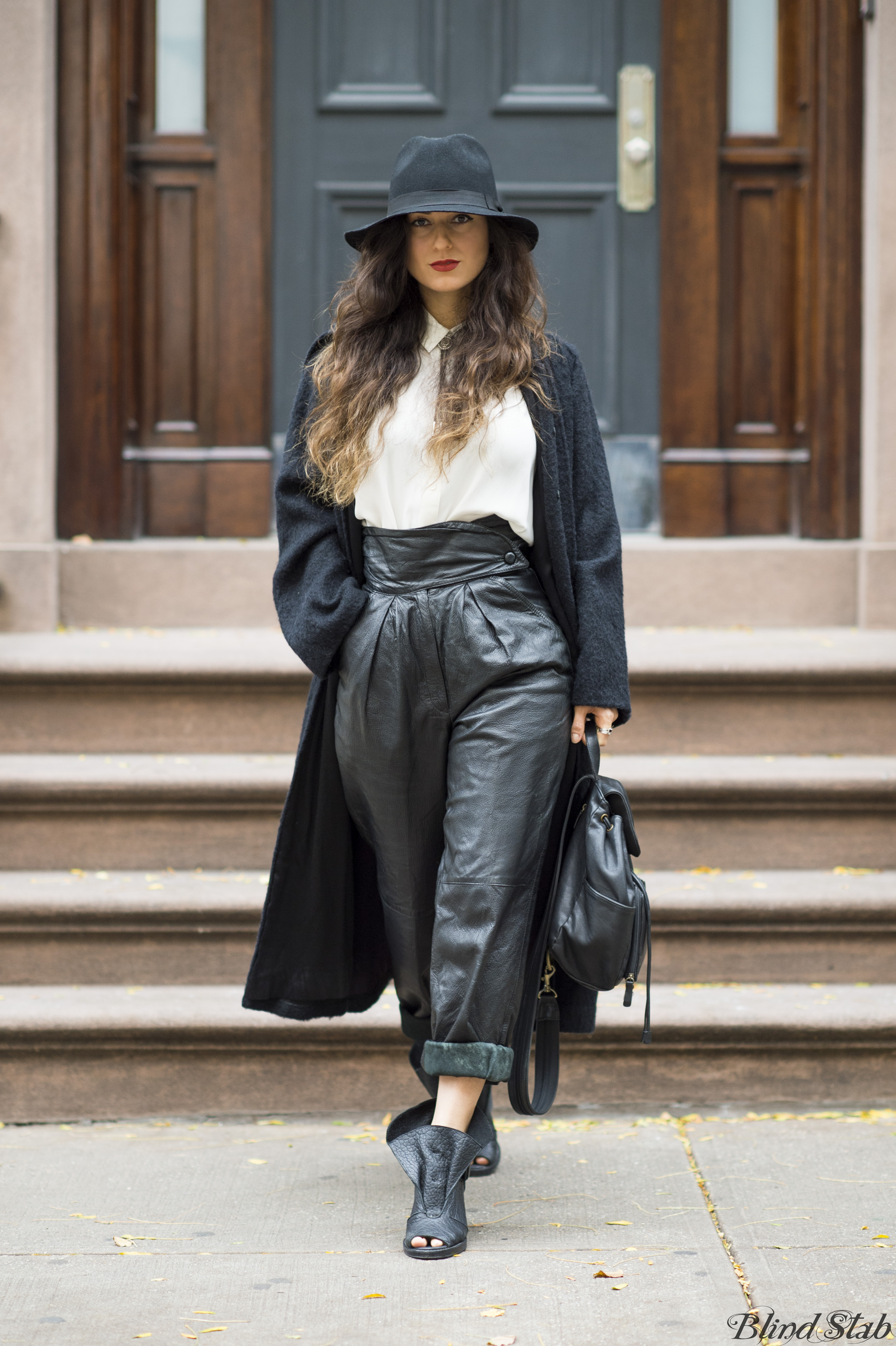 Leather-Pants-Fedora-Ombre-Hair