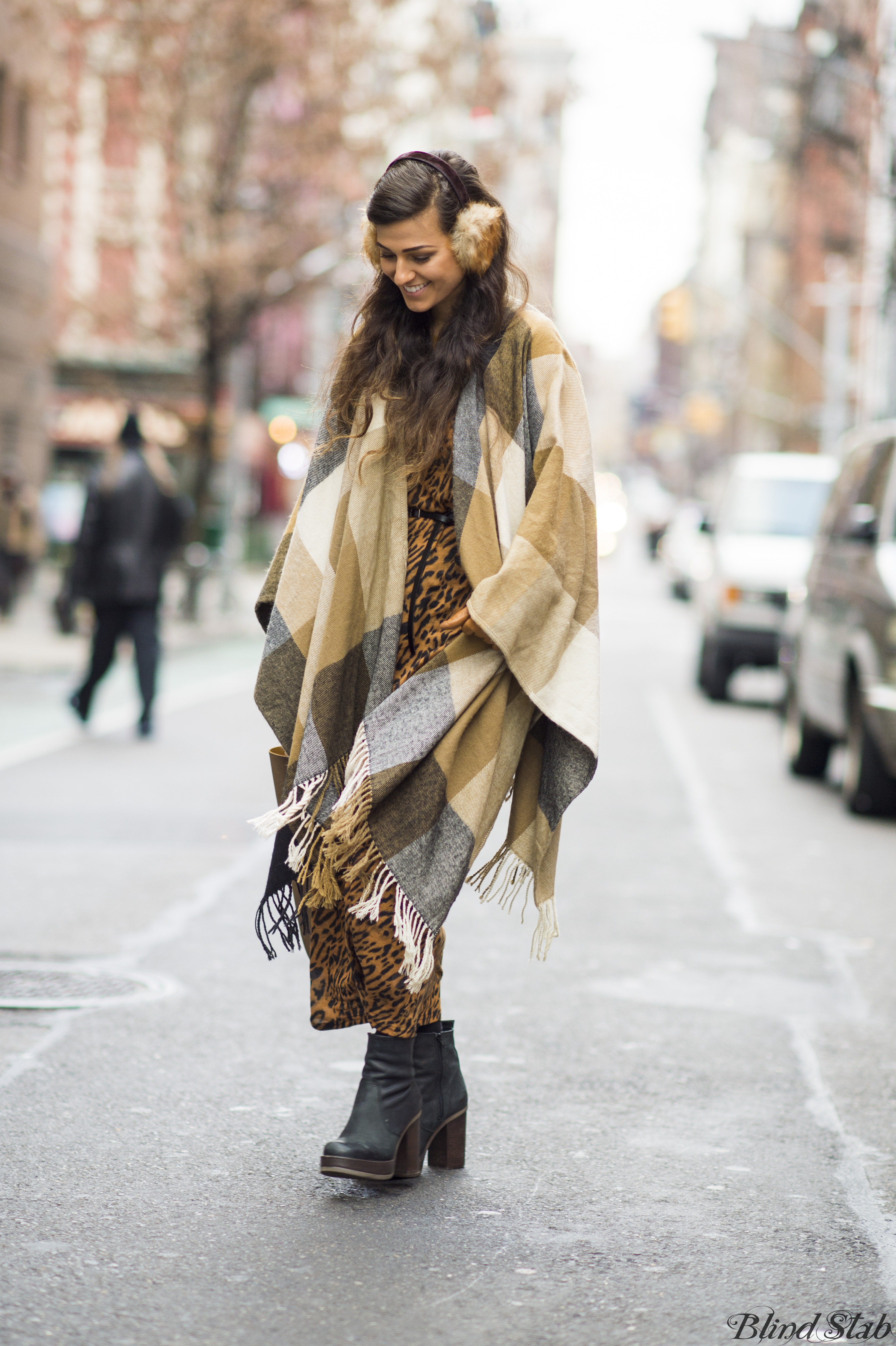 Earmuffs-Ankle-Boots-Plaid-Cape