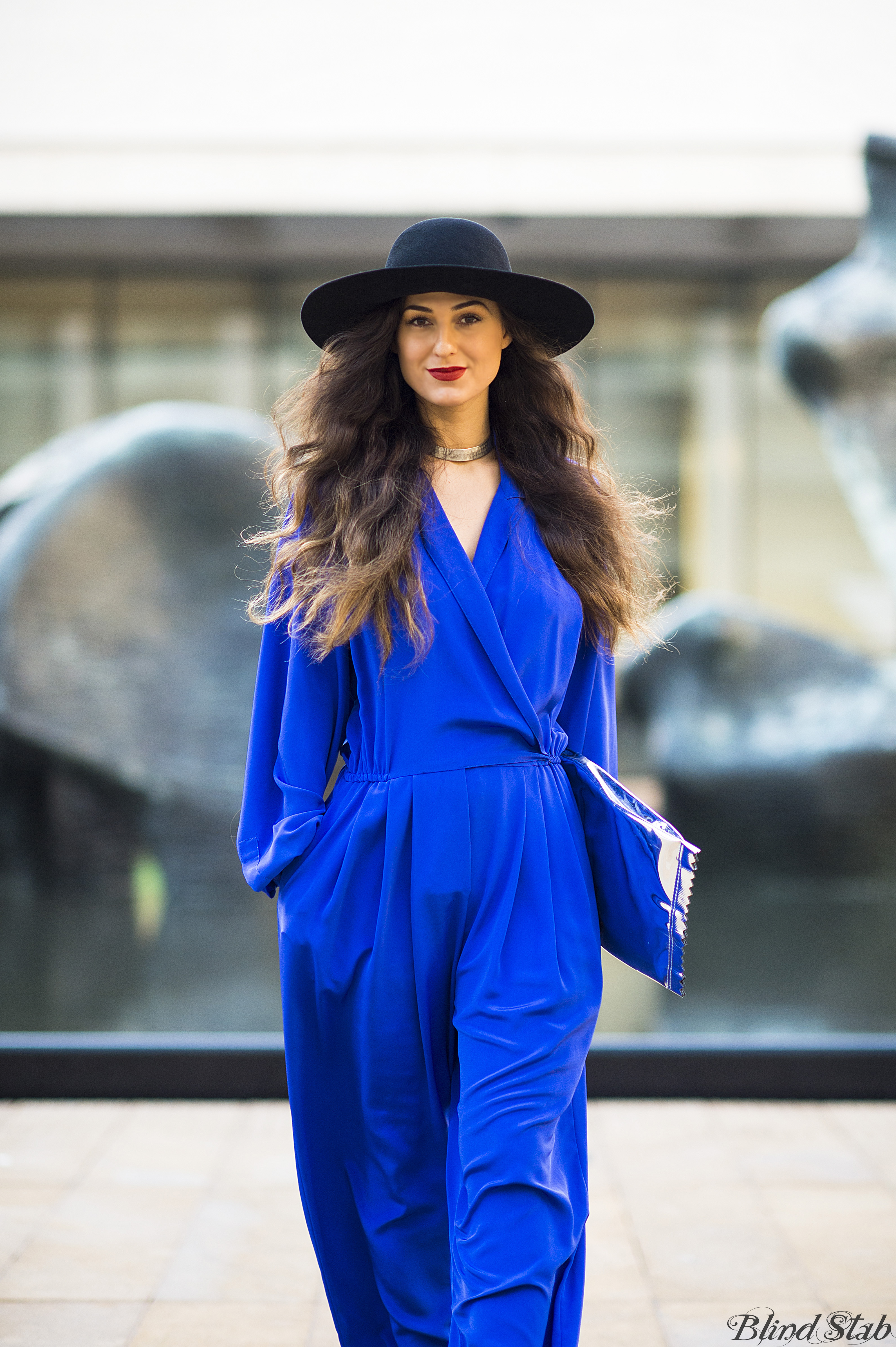 Blue-Jumpsuit-Wide-Brim-Hat-NYC-Street-Style