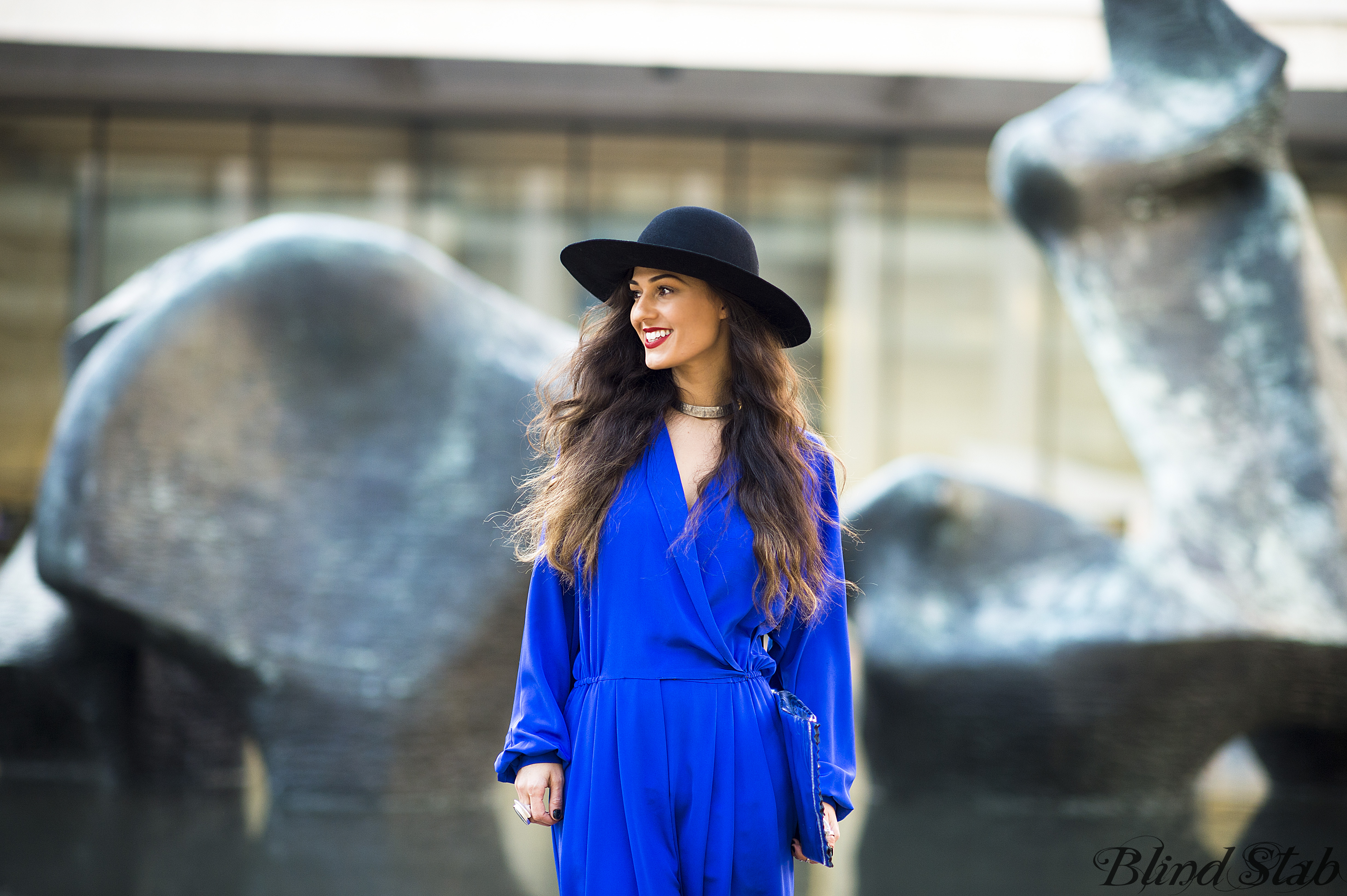 Blue-Jumpsuit-Wide-Brim-Hat-NYC-Street-Style