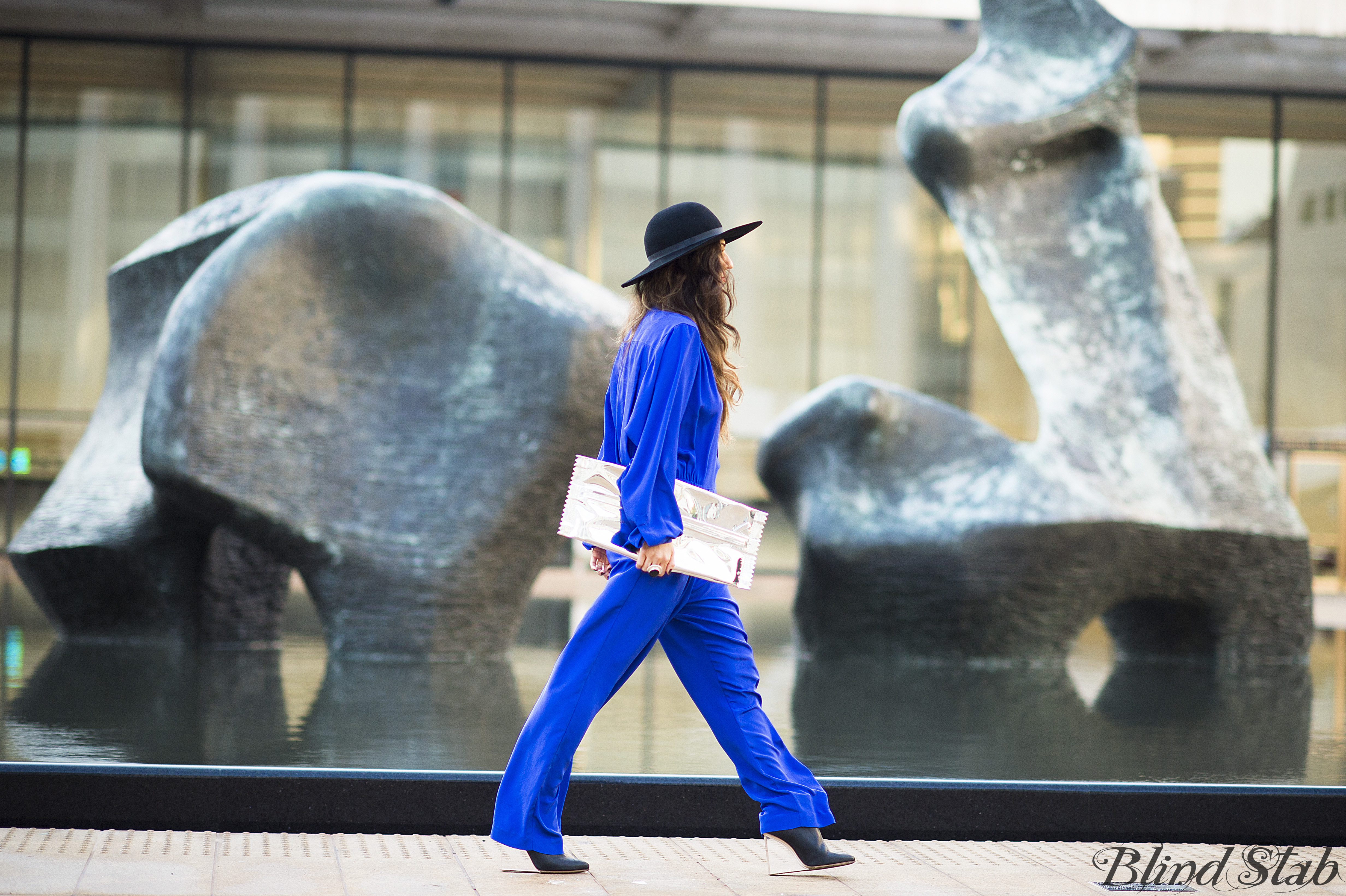 Blue-Jumpsuit-Wide-Brim-Hat-NYC-Street-Style