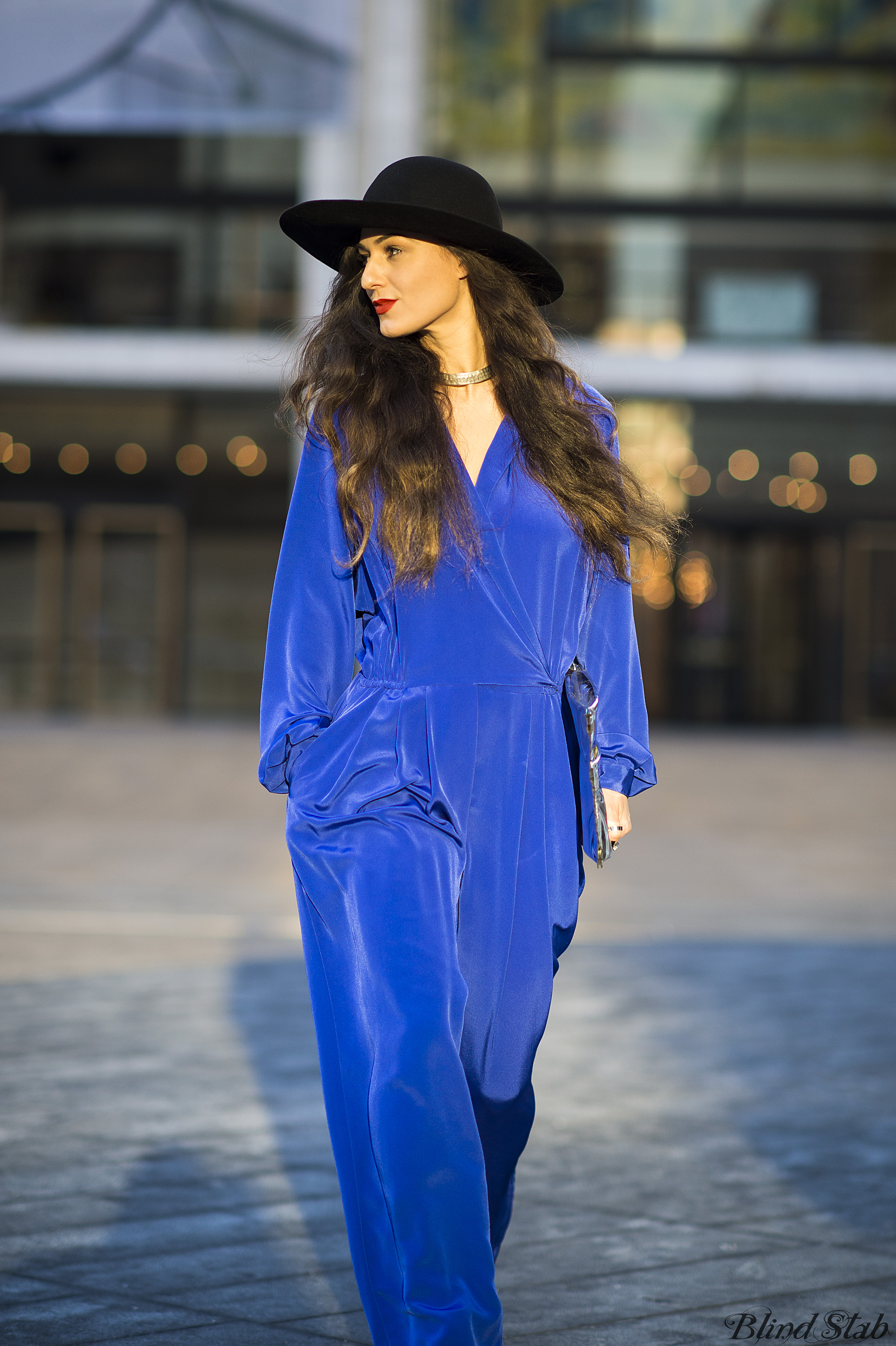 Blue-Jumpsuit-Wide-Brim-Hat-NYC-Street-Style