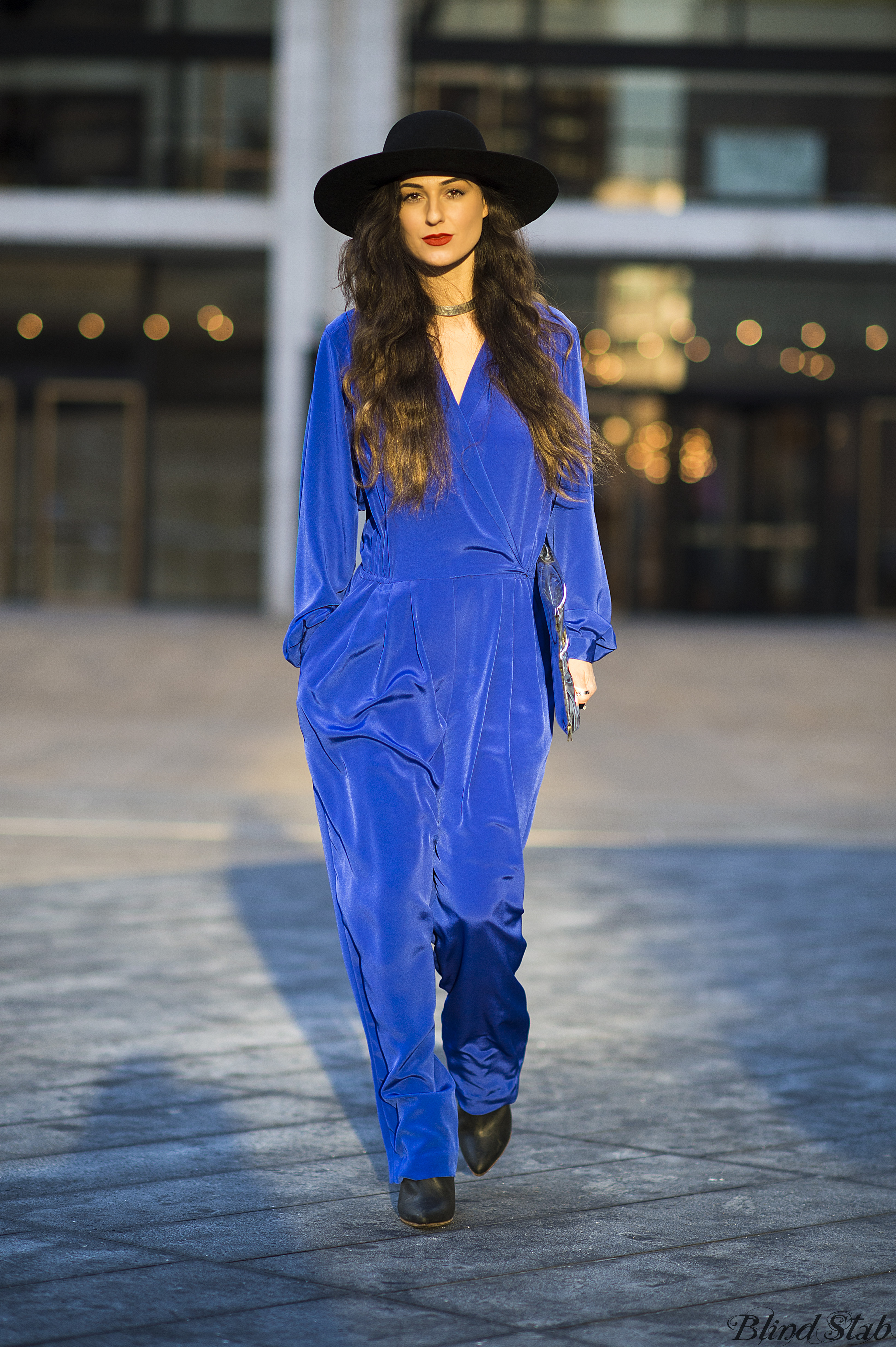 Blue-Jumpsuit-Wide-Brim-Hat-NYC-Street-Style