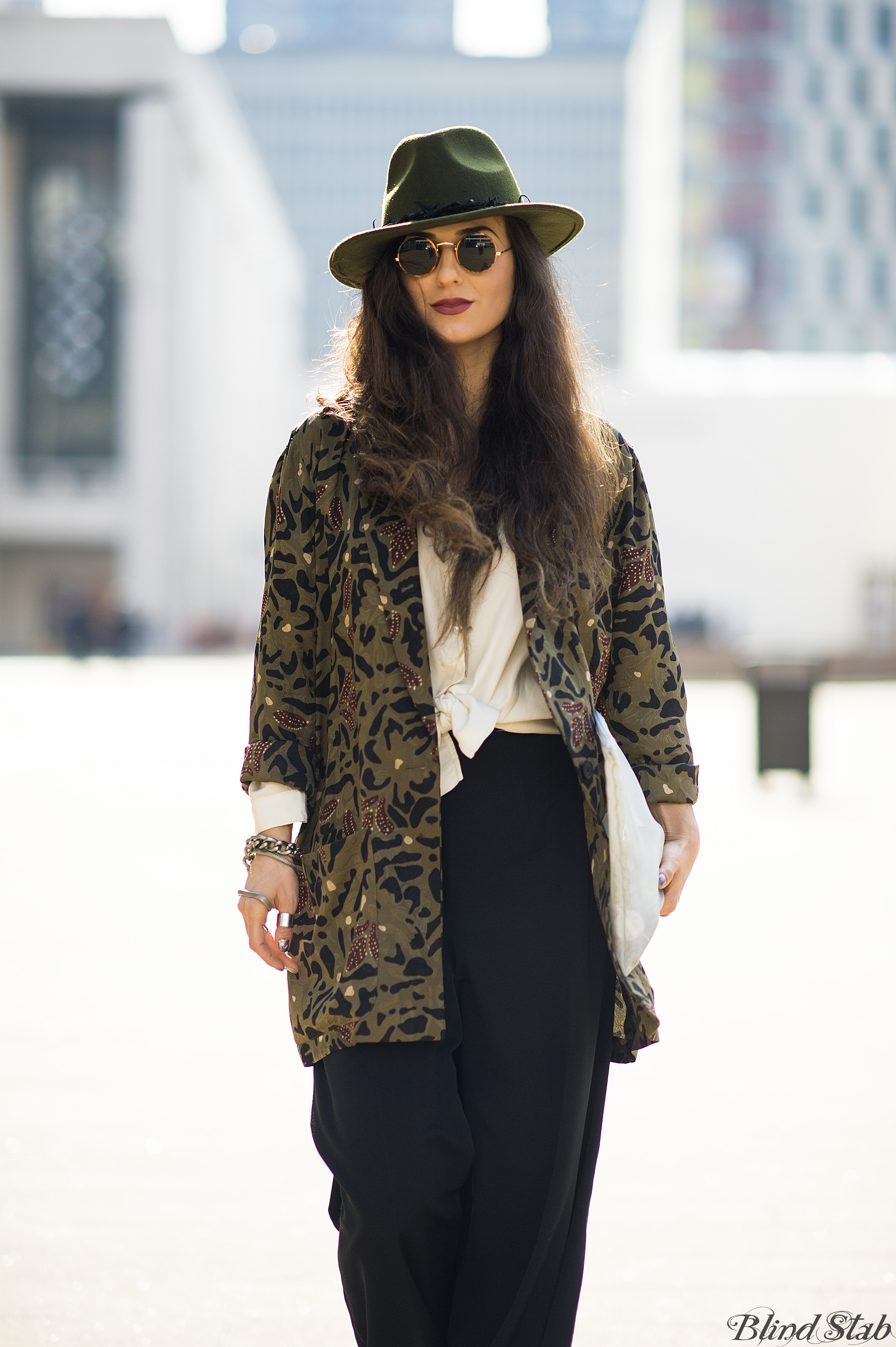 Fedora-Blazer-Wide-Leg-Pants-Wrist-Tattoo