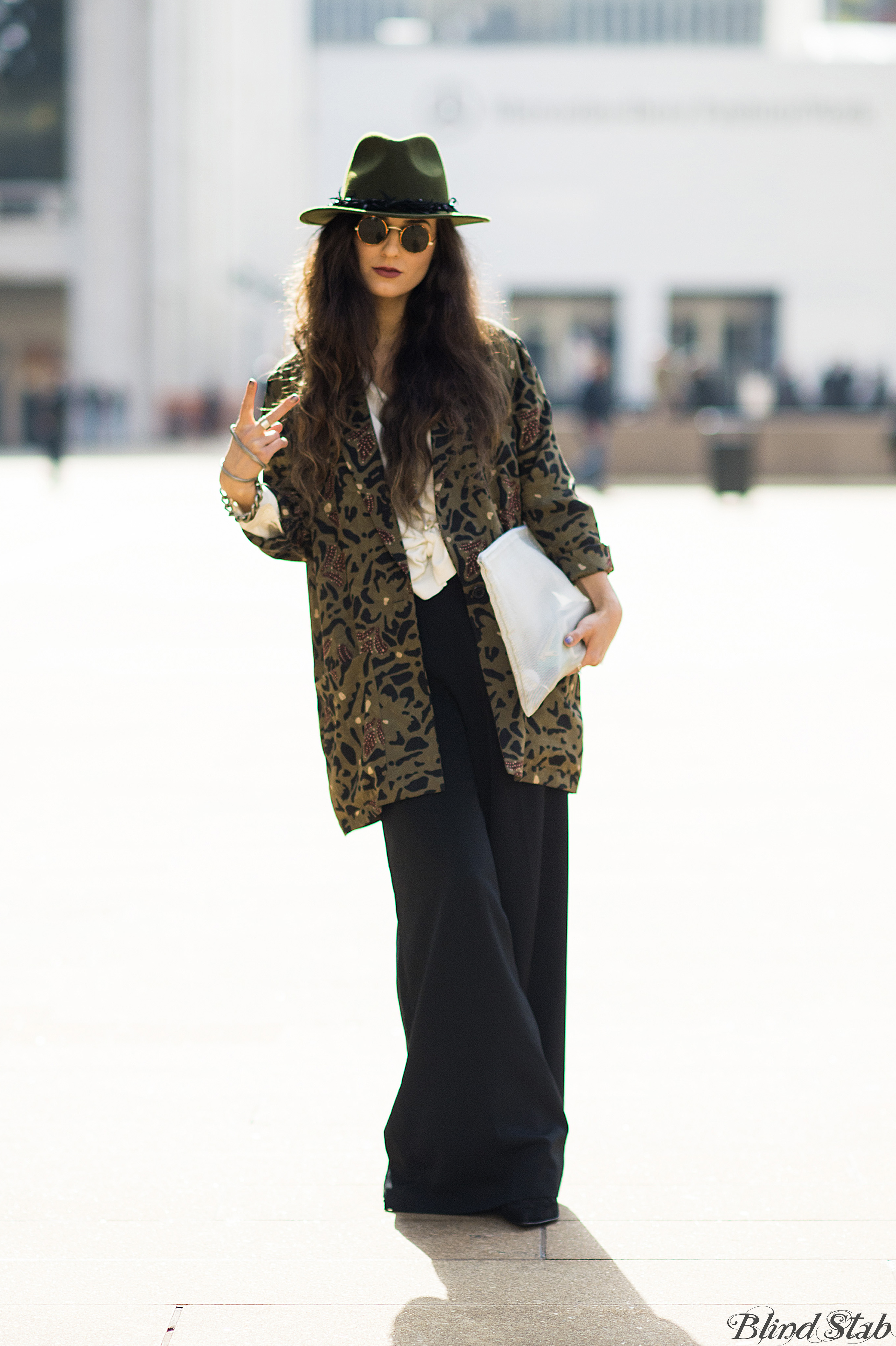 Fedora-Blazer-Wide-Leg-Pants-Wrist-Tattoo