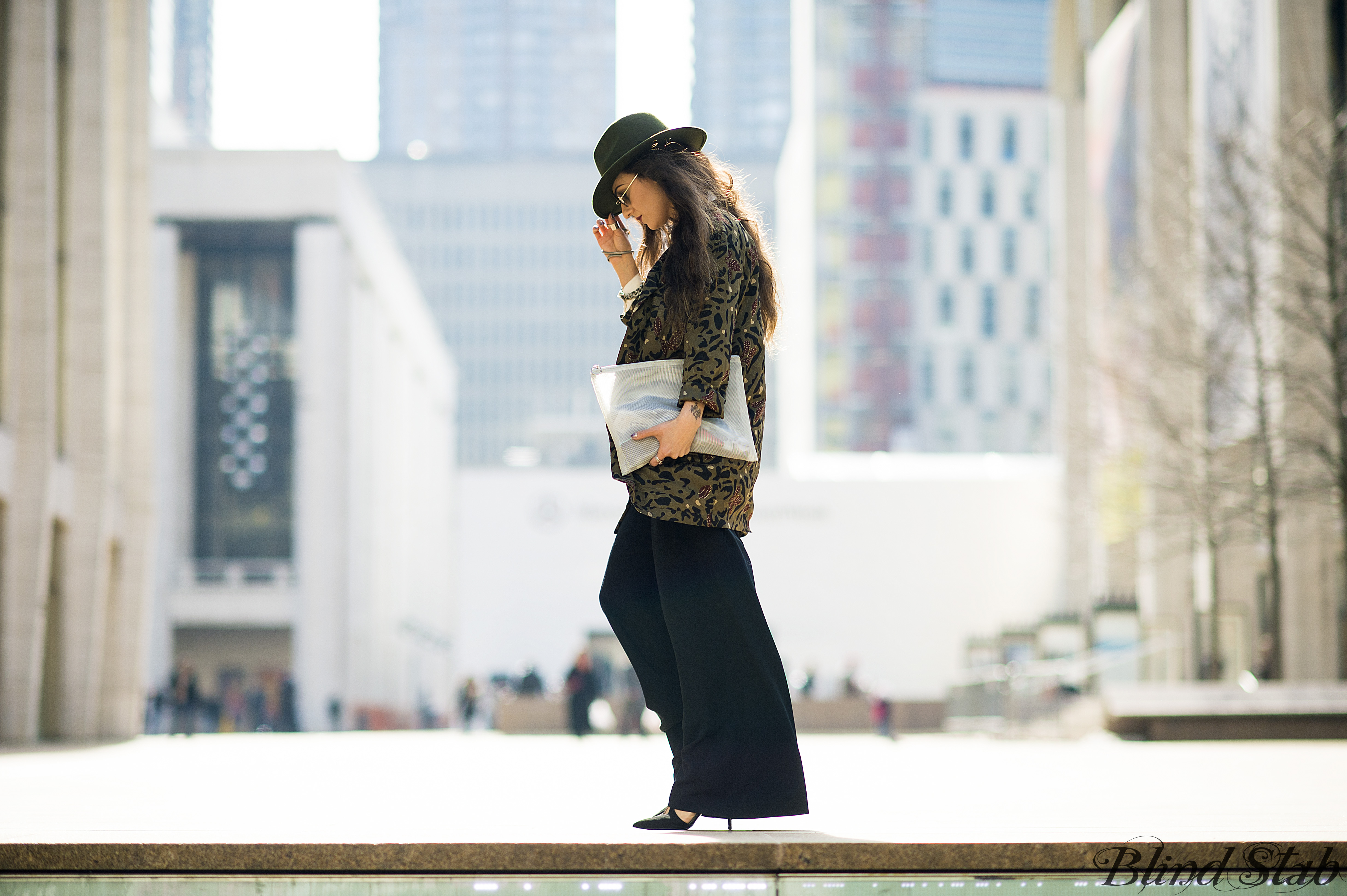 Fedora-Blazer-Wide-Leg-Pants-Wrist-Tattoo