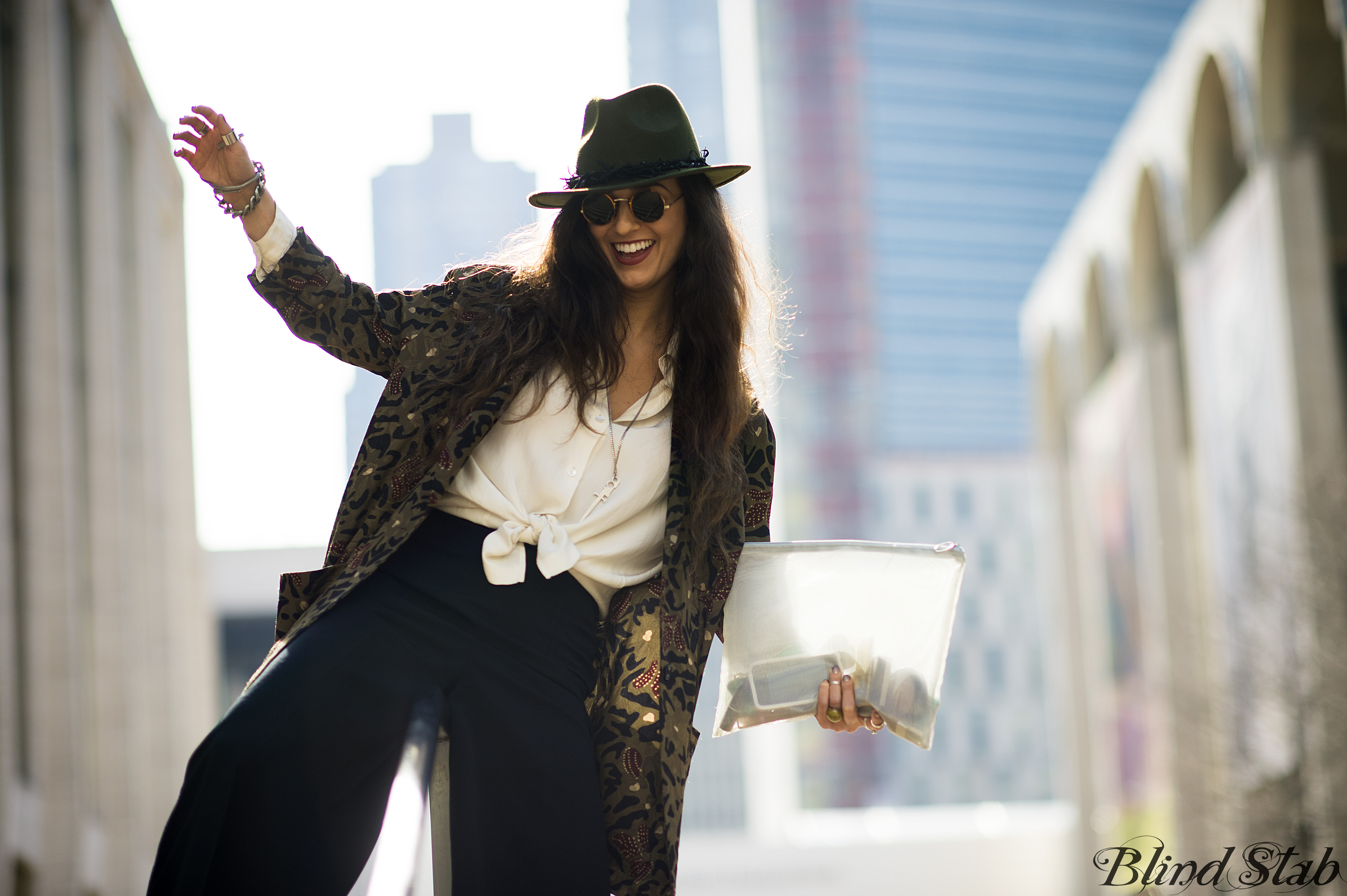 Fedora-Blazer-Wide-Leg-Pants-Wrist-Tattoo