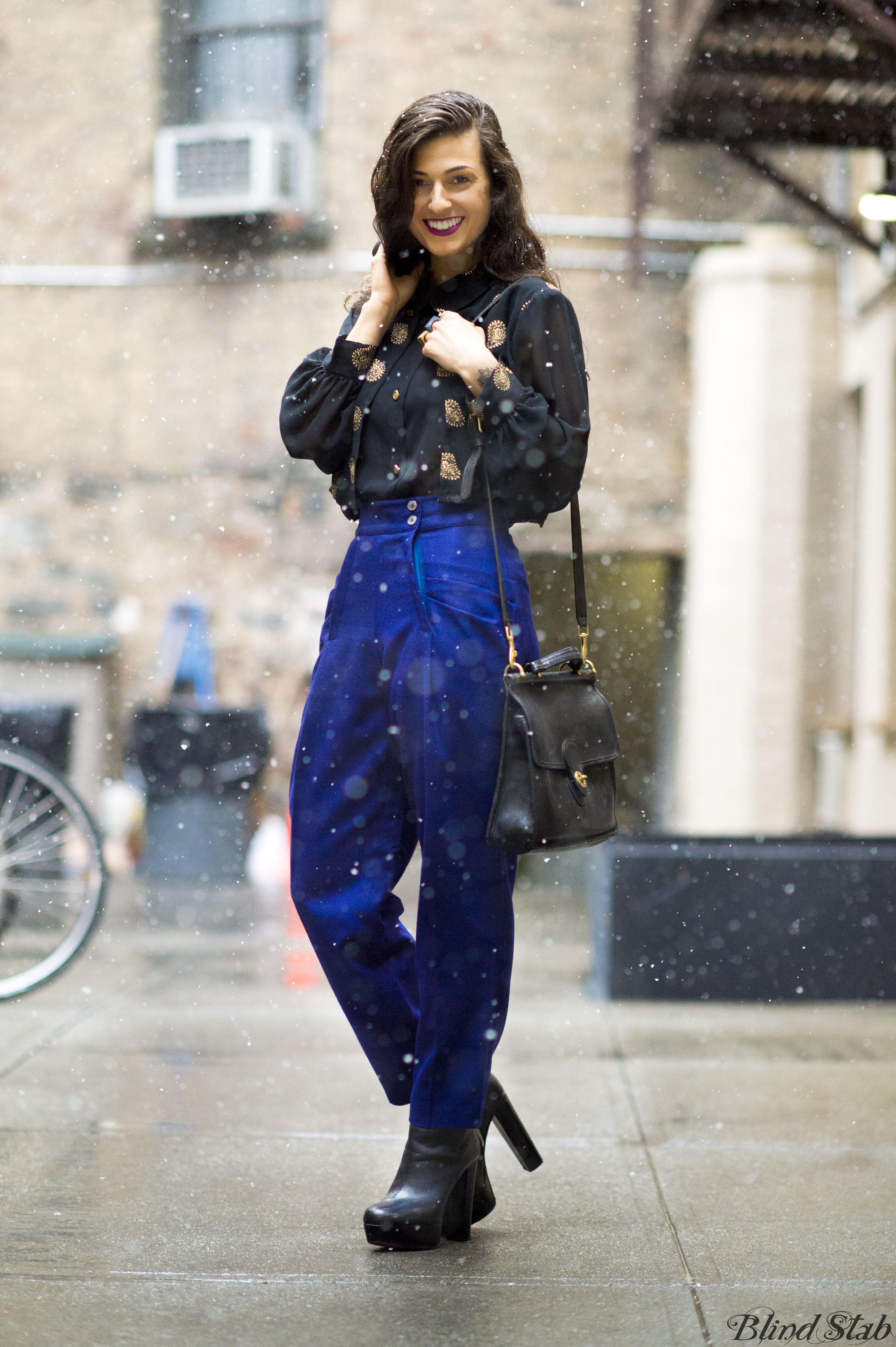 New-York-City-Fashion-Snow-Winter-Blue-Pants