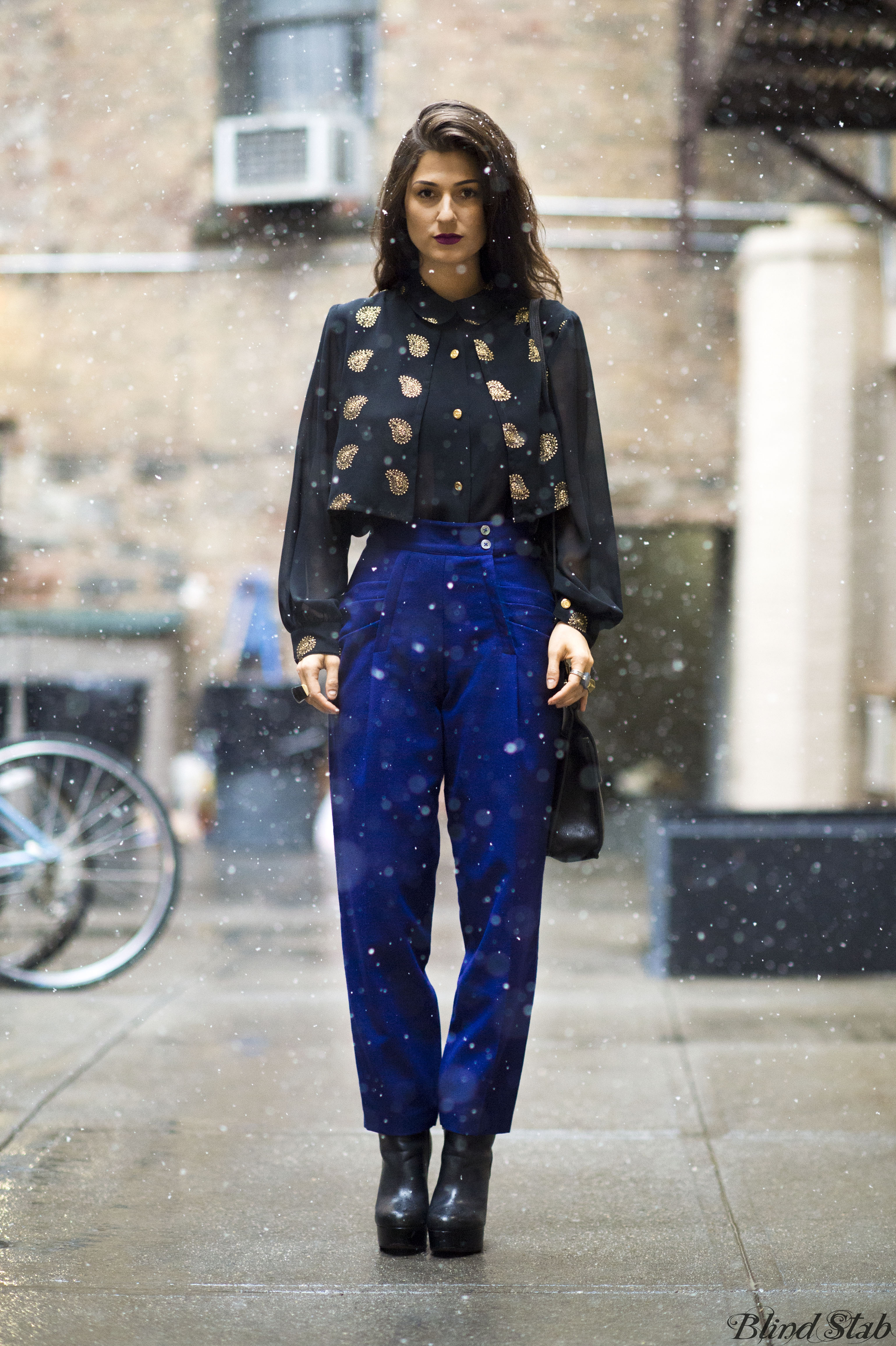 New-York-City-Fashion-Snow-Winter-Blue-Pants