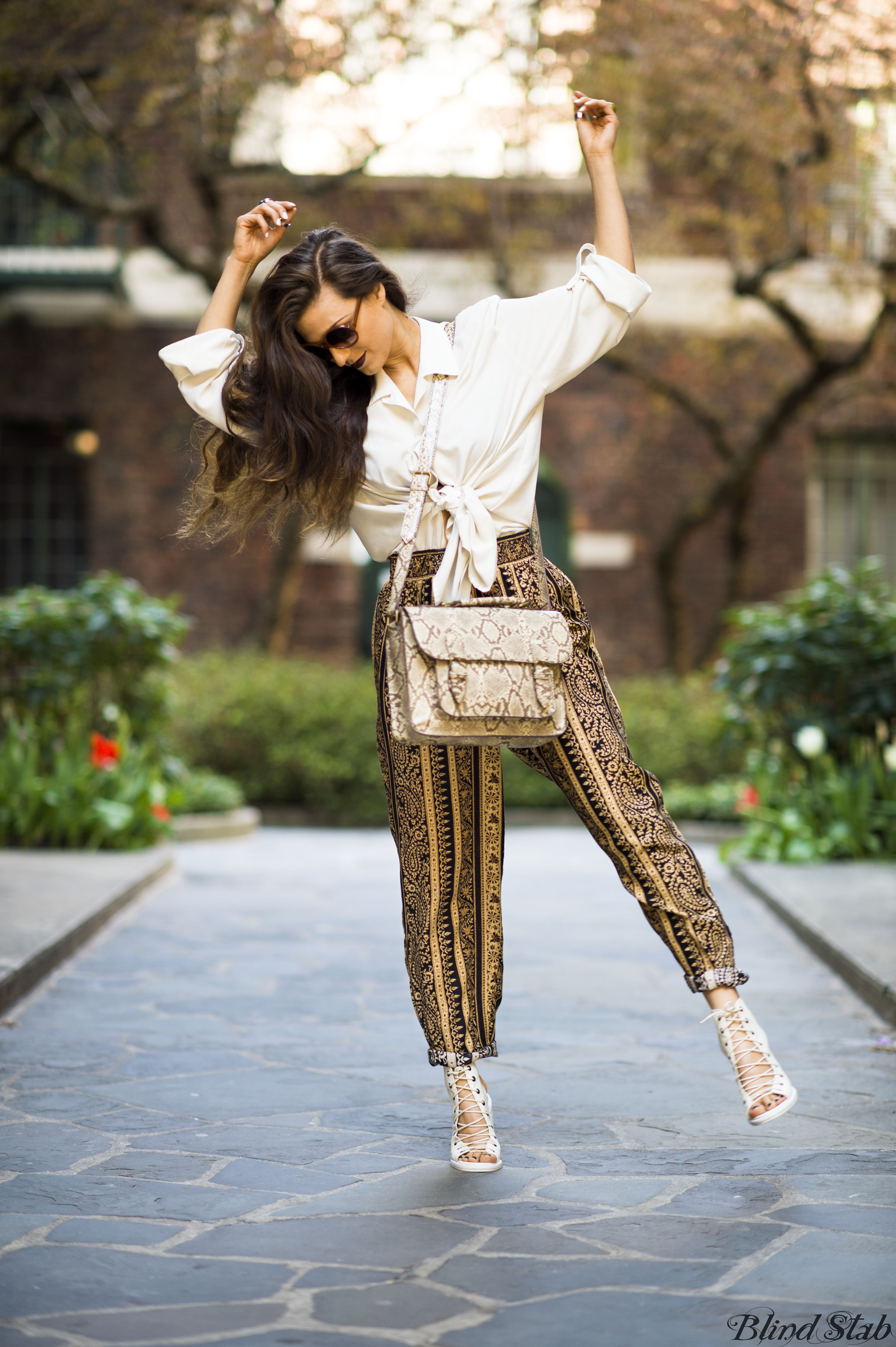 Oversize Sunglasses Animal Print Purse Harem Pants