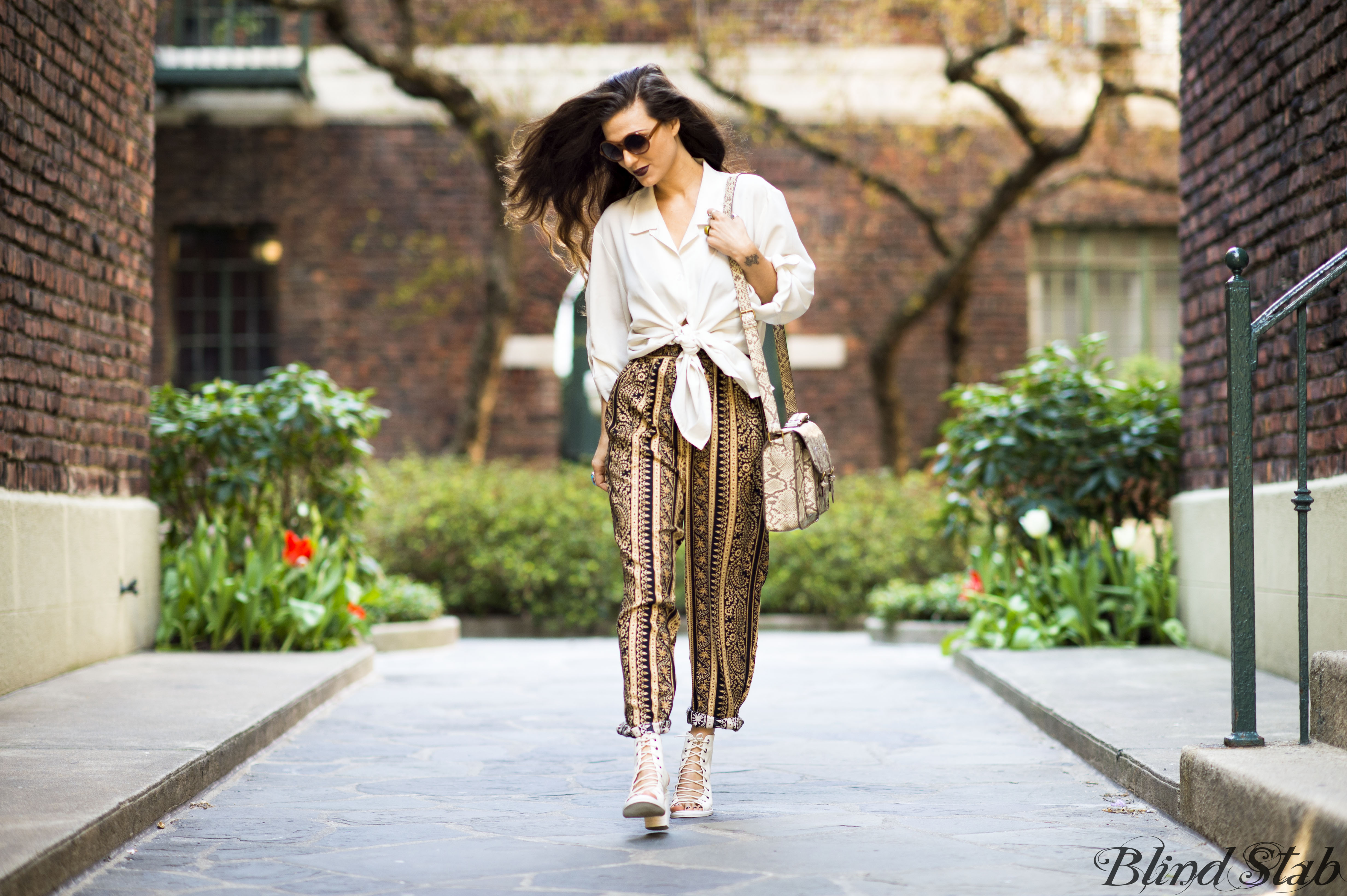 Oversize Sunglasses Animal Print Purse Harem Pants