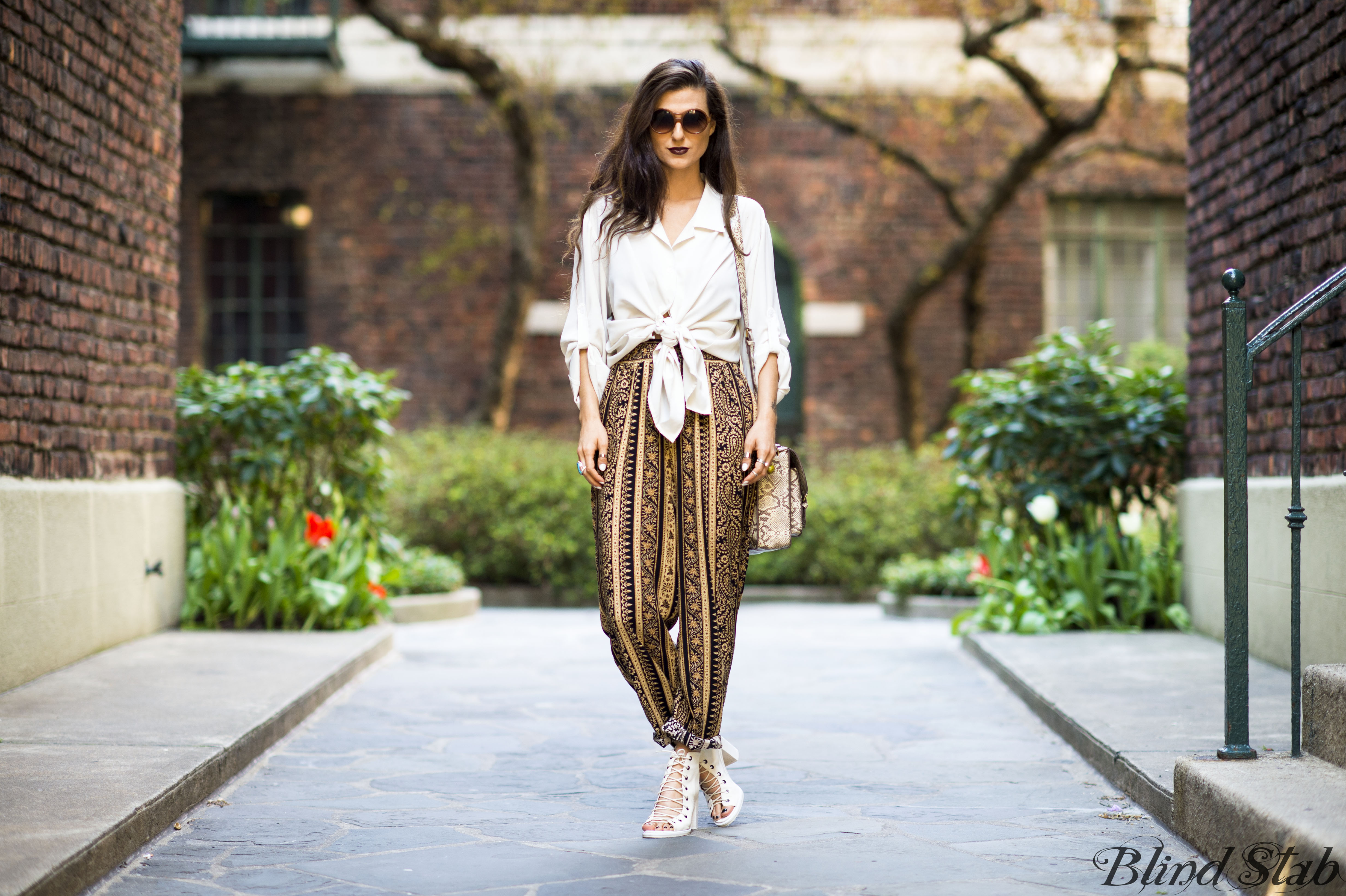 Oversize Sunglasses Animal Print Purse Harem Pants