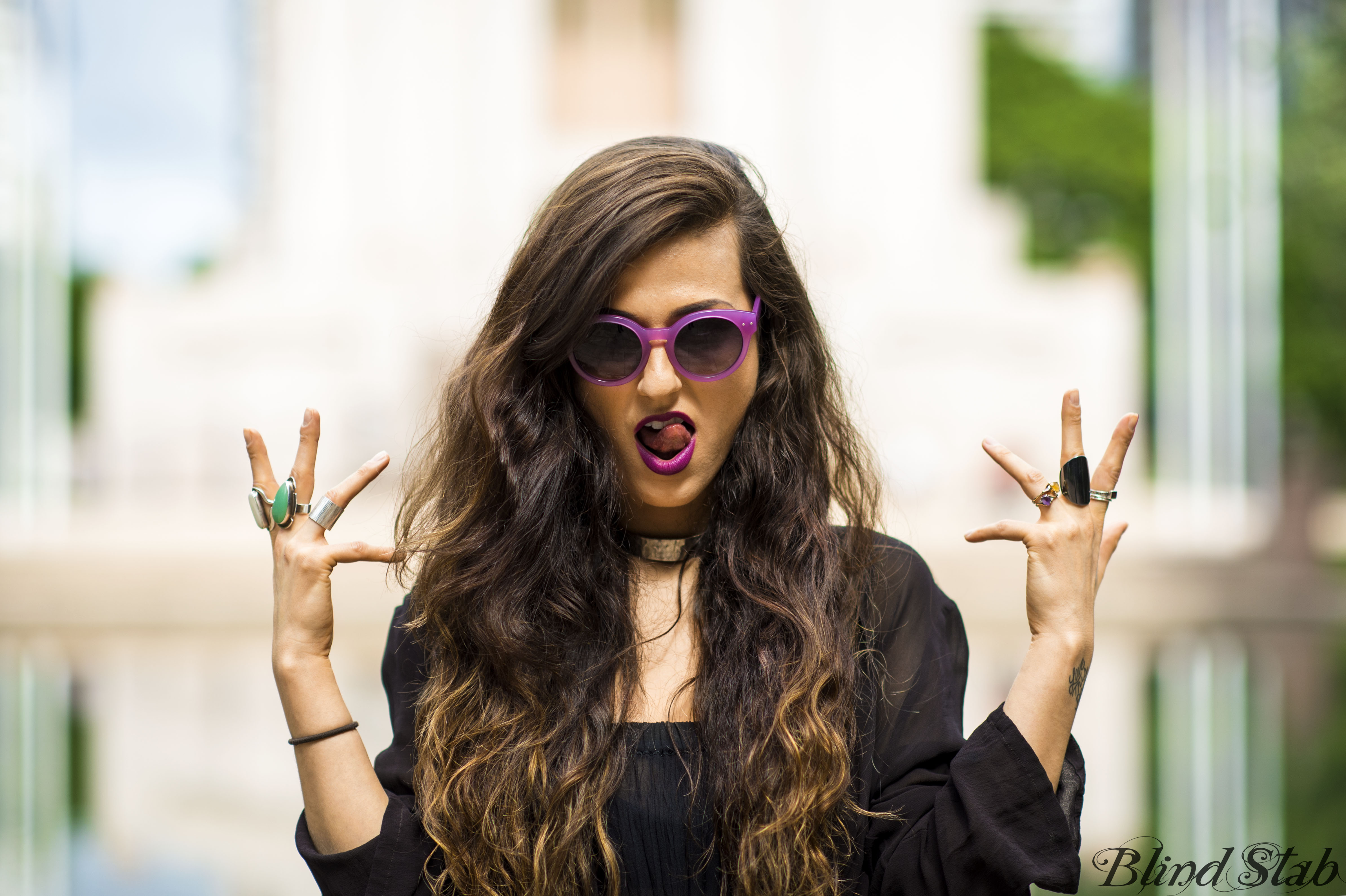 Girl-Jumping-Streetstyle-Goth-Black-Dress-Long-Hair