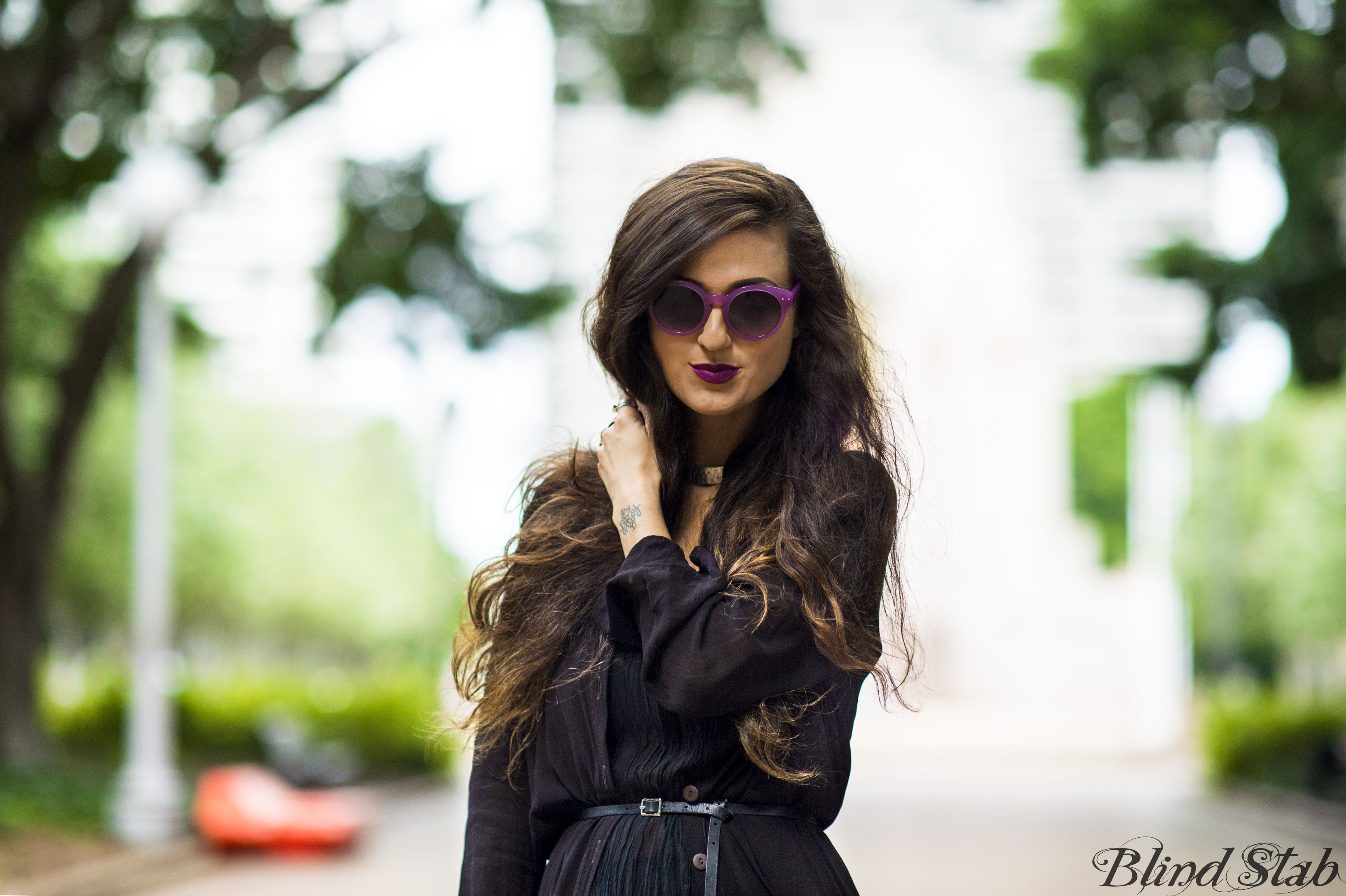 Girl-Jumping-Streetstyle-Goth-Black-Dress-Long-Hair