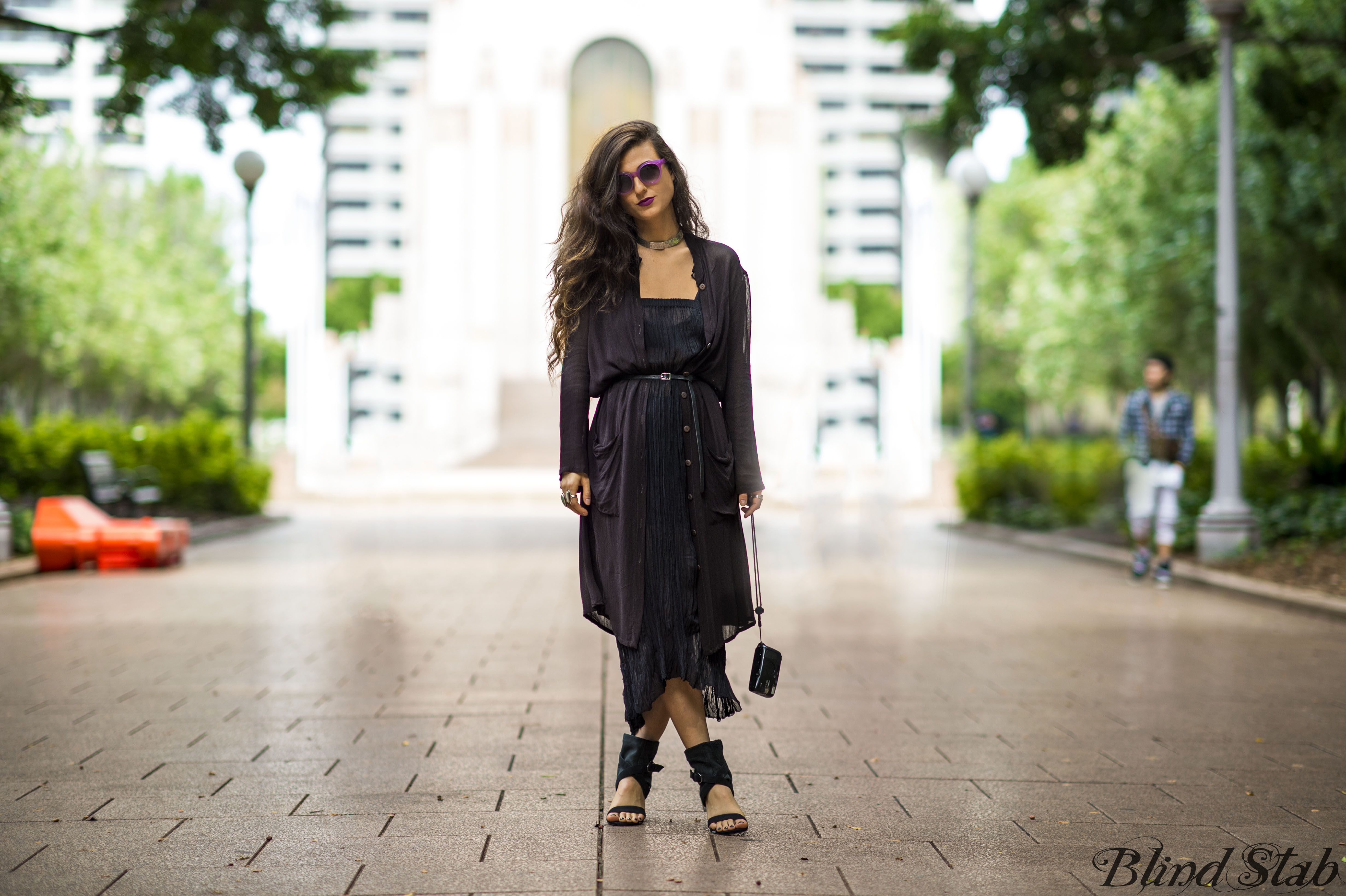 Girl-Jumping-Streetstyle-Goth-Black-Dress-Long-Hair