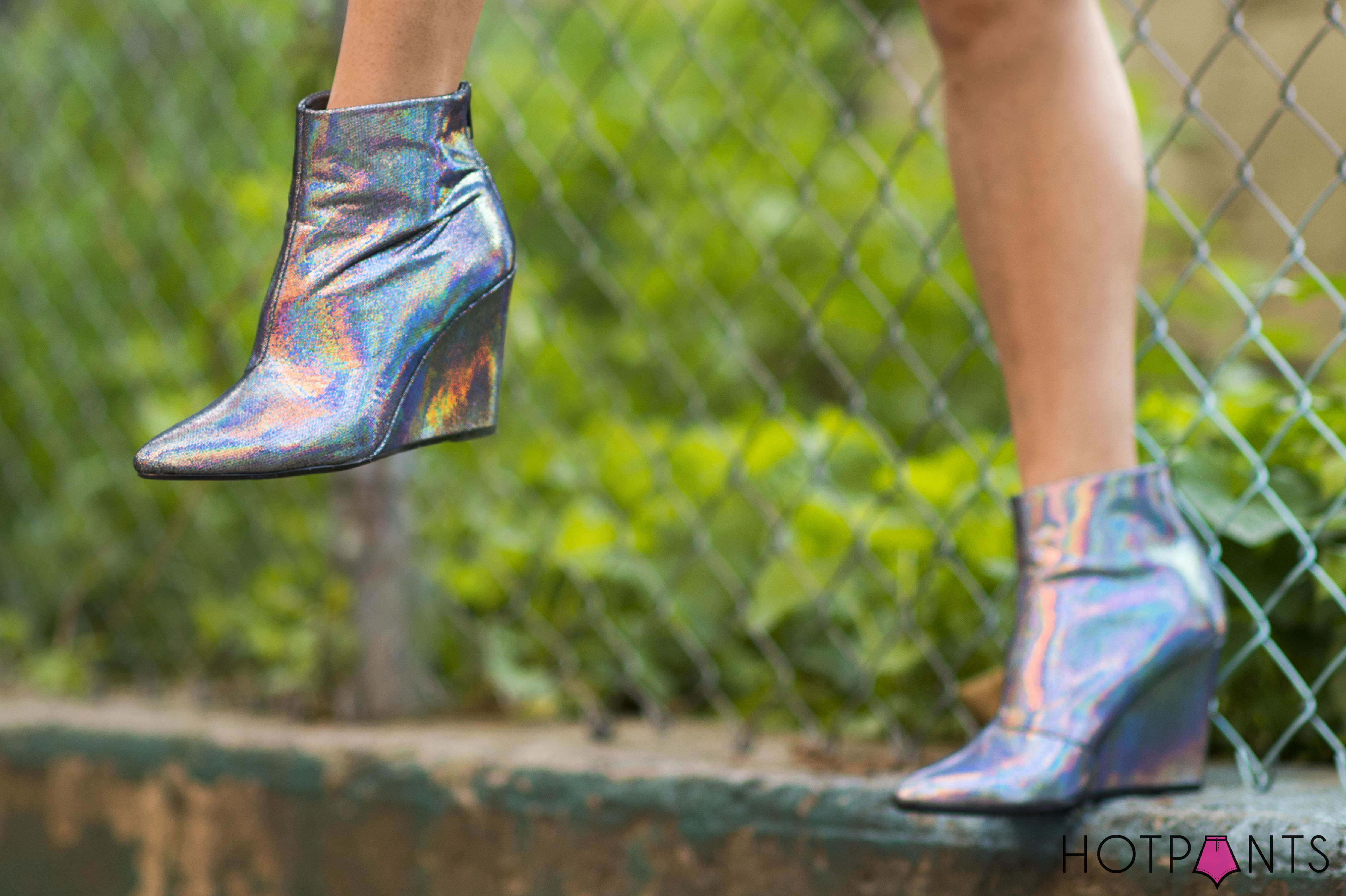 American Apparel Shorts Rainbow Heels Legs Bright Lipstick Streetstyle NYC