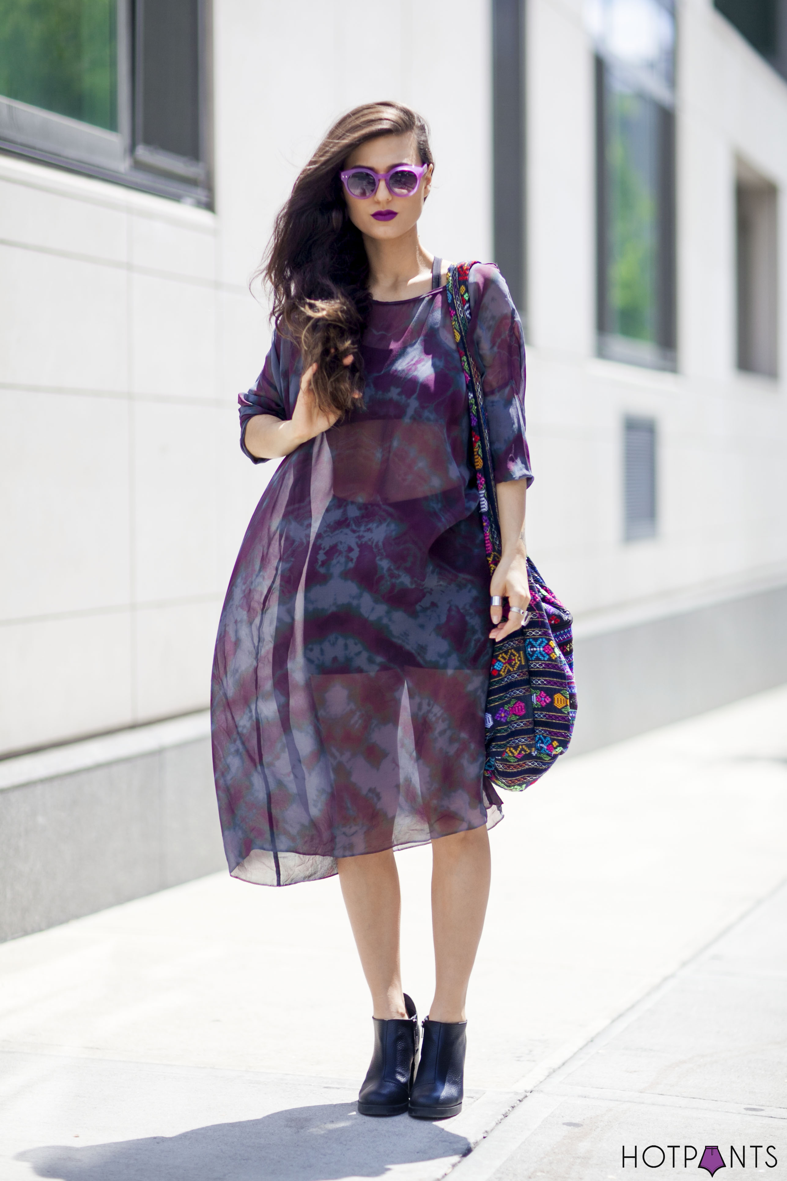 Ombre Hair Mexican Purse See Through Sheer Dress Purple Lips