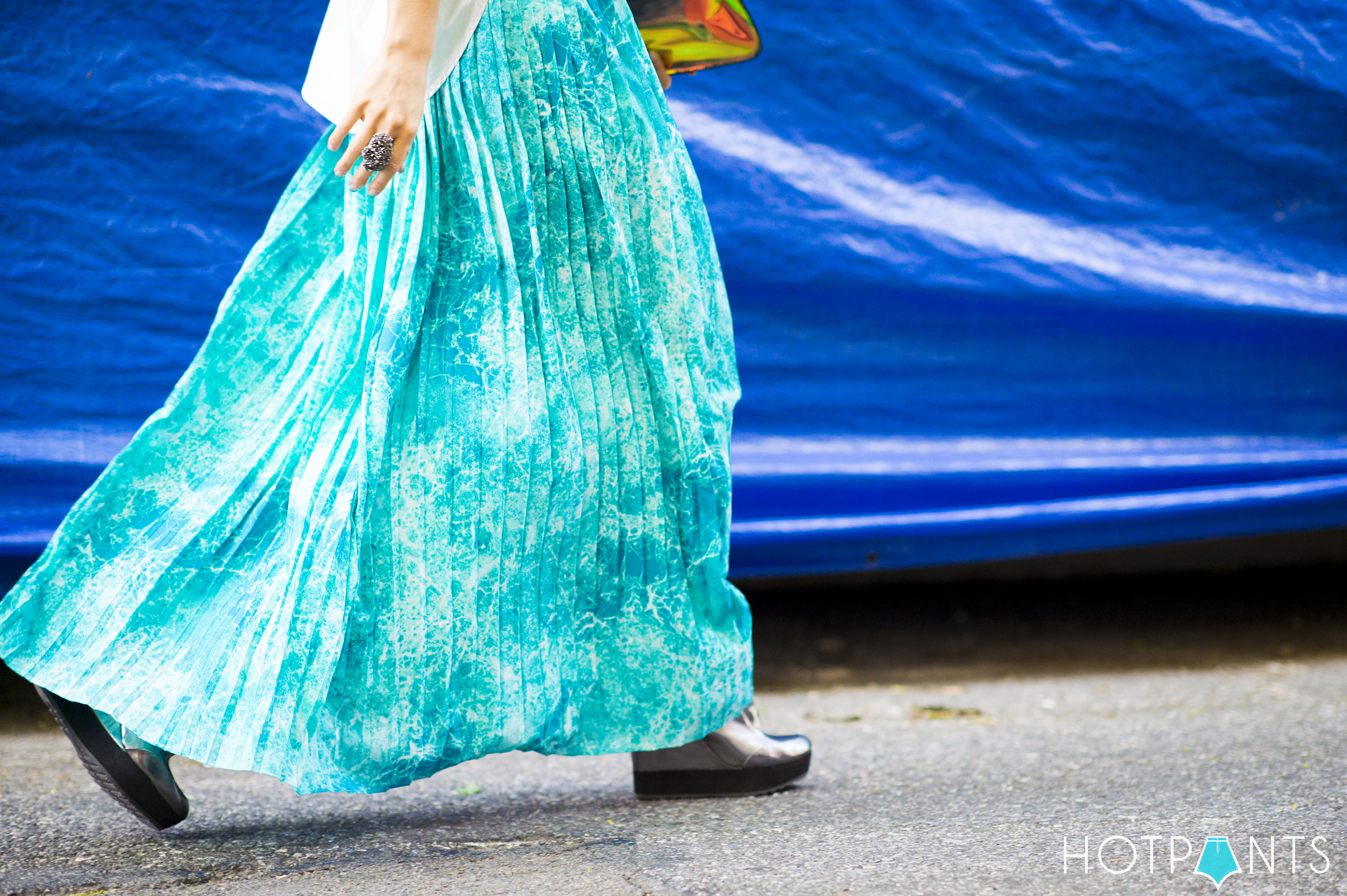 Teal Turquoise Tie Dye Maxi Skirt Spring NYC Streetstyle