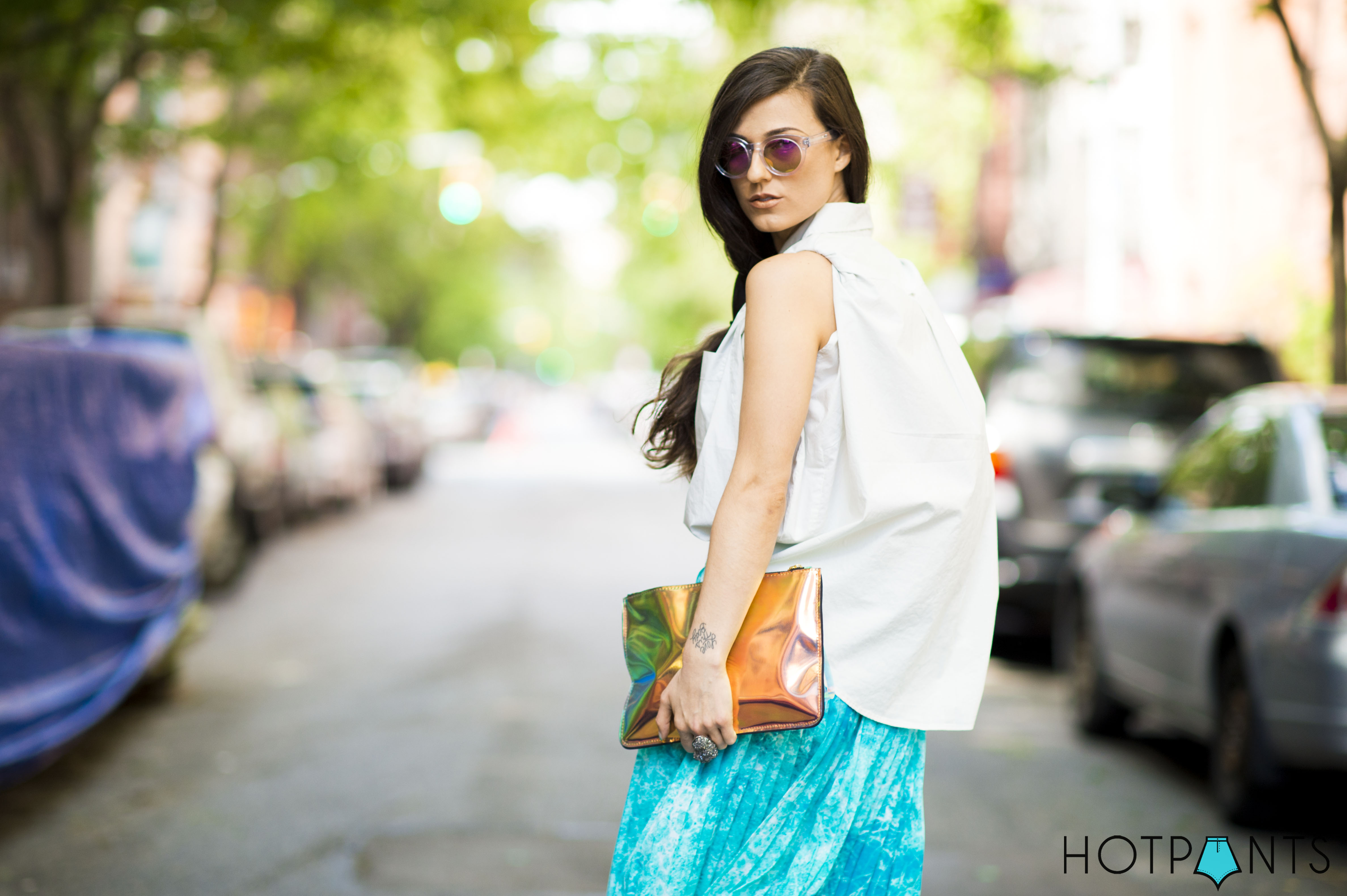 Teal Turquoise Tie Dye Maxi Skirt Spring NYC Streetstyle