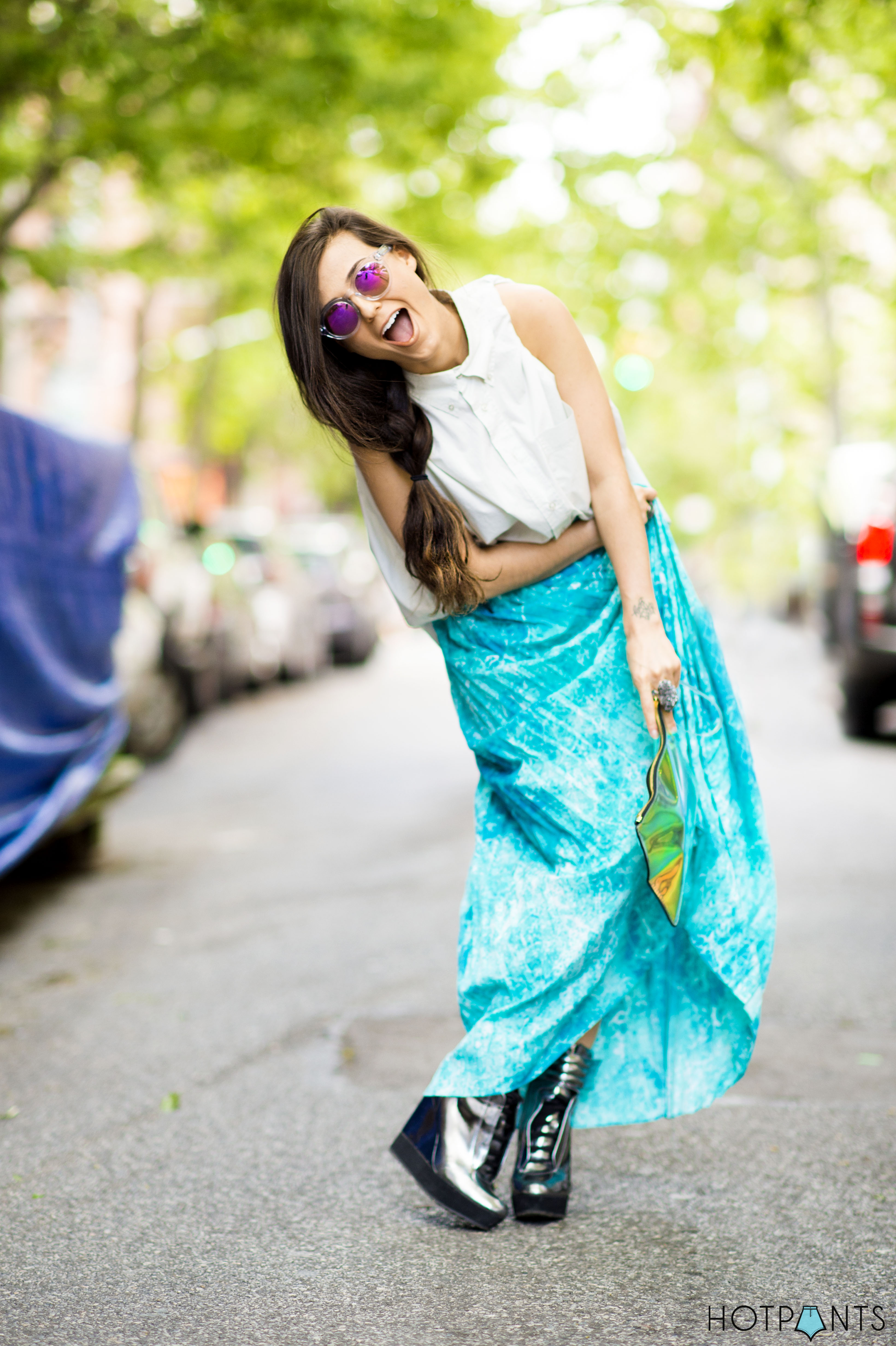 Teal Turquoise Tie Dye Maxi Skirt Spring NYC Streetstyle