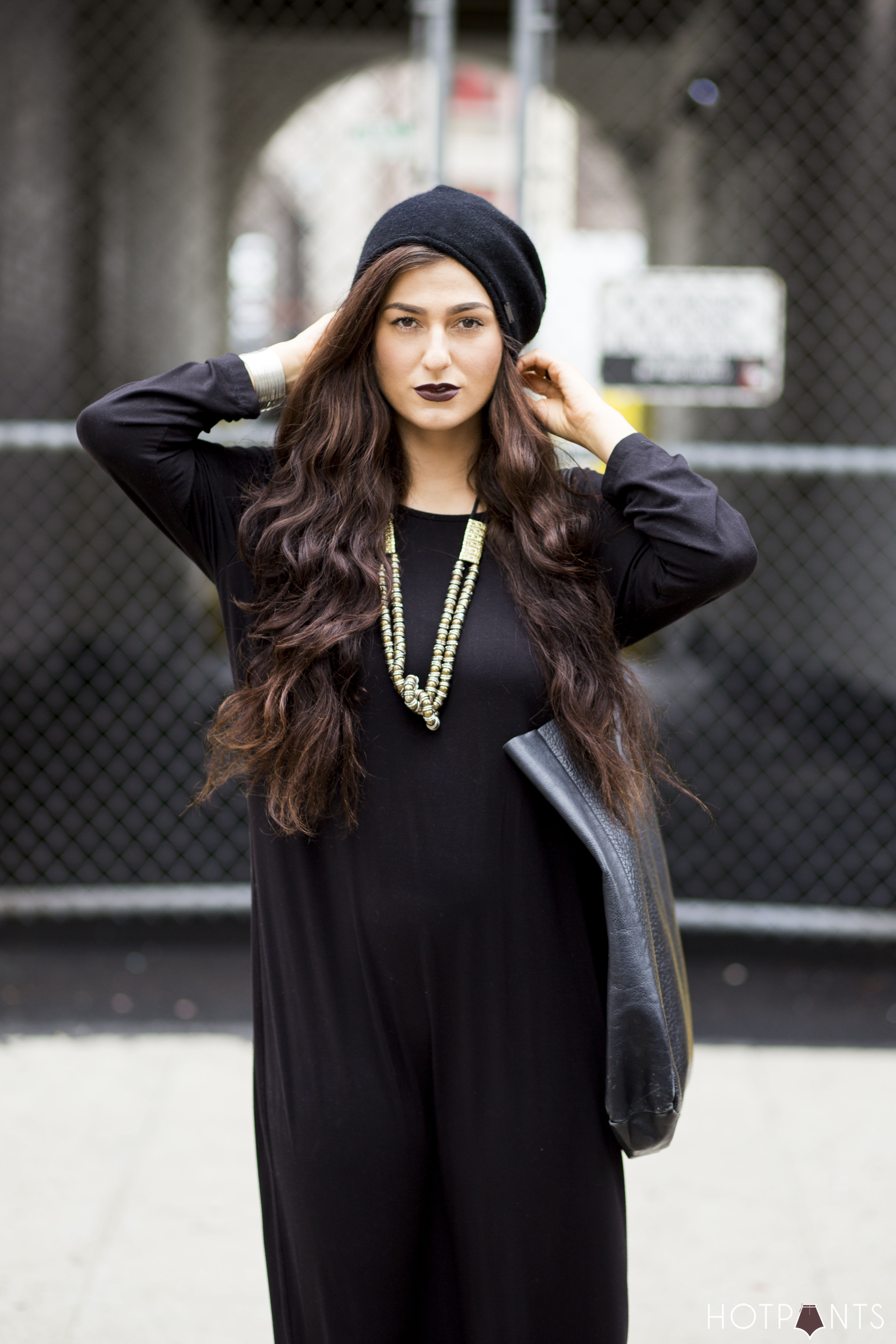 Wednesday Adams Costume Long Wavy Hair Black Lipstick