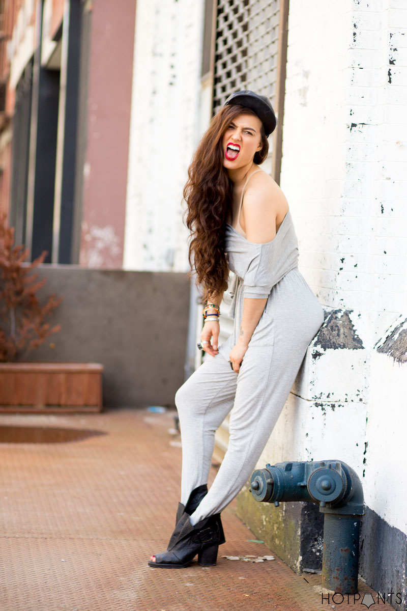 Leather Hat Mac Ruby Woo Crop Top Long Wavy Hair