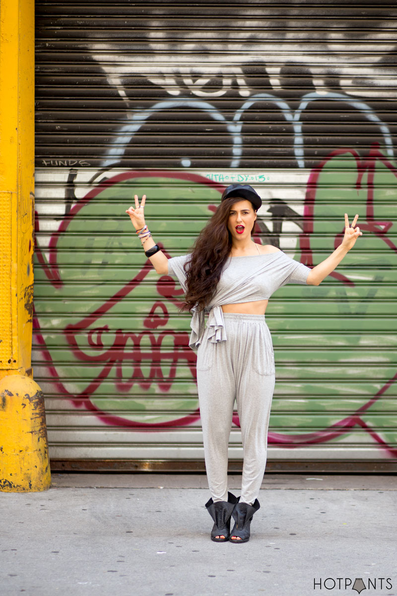 Leather Hat Mac Ruby Woo Crop Top Long Wavy Hair