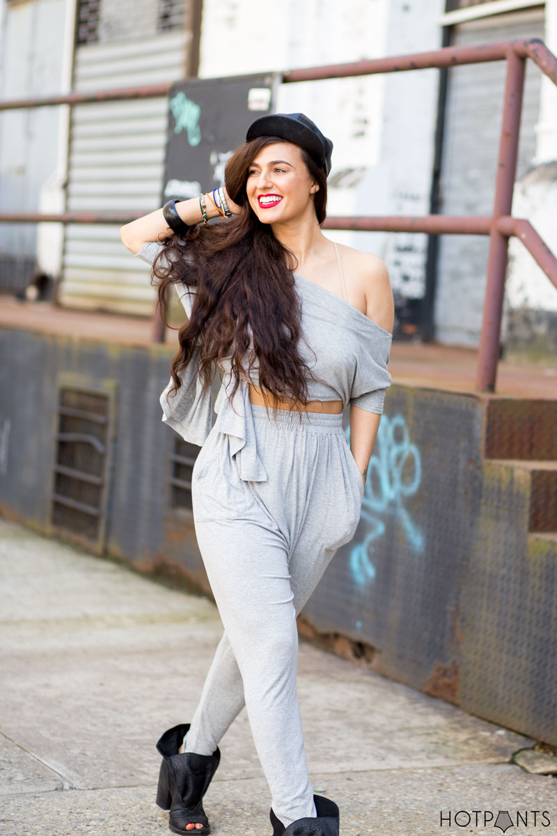 Leather Hat Mac Ruby Woo Crop Top Long Wavy Hair