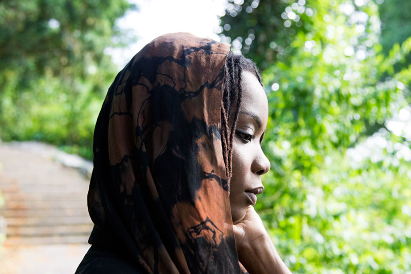 Black Woman Bowler Hat Headwrap Scarves Stunning Profile