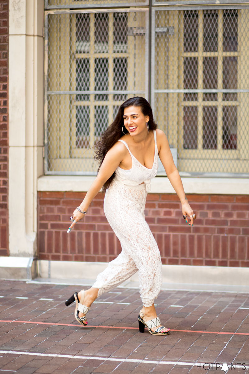 White monochrome matching top bottom outfit sheer see through pants tank