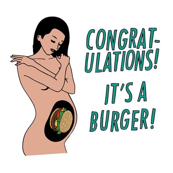 Funny Hamburger Image Food Baby Pregnant With Burger