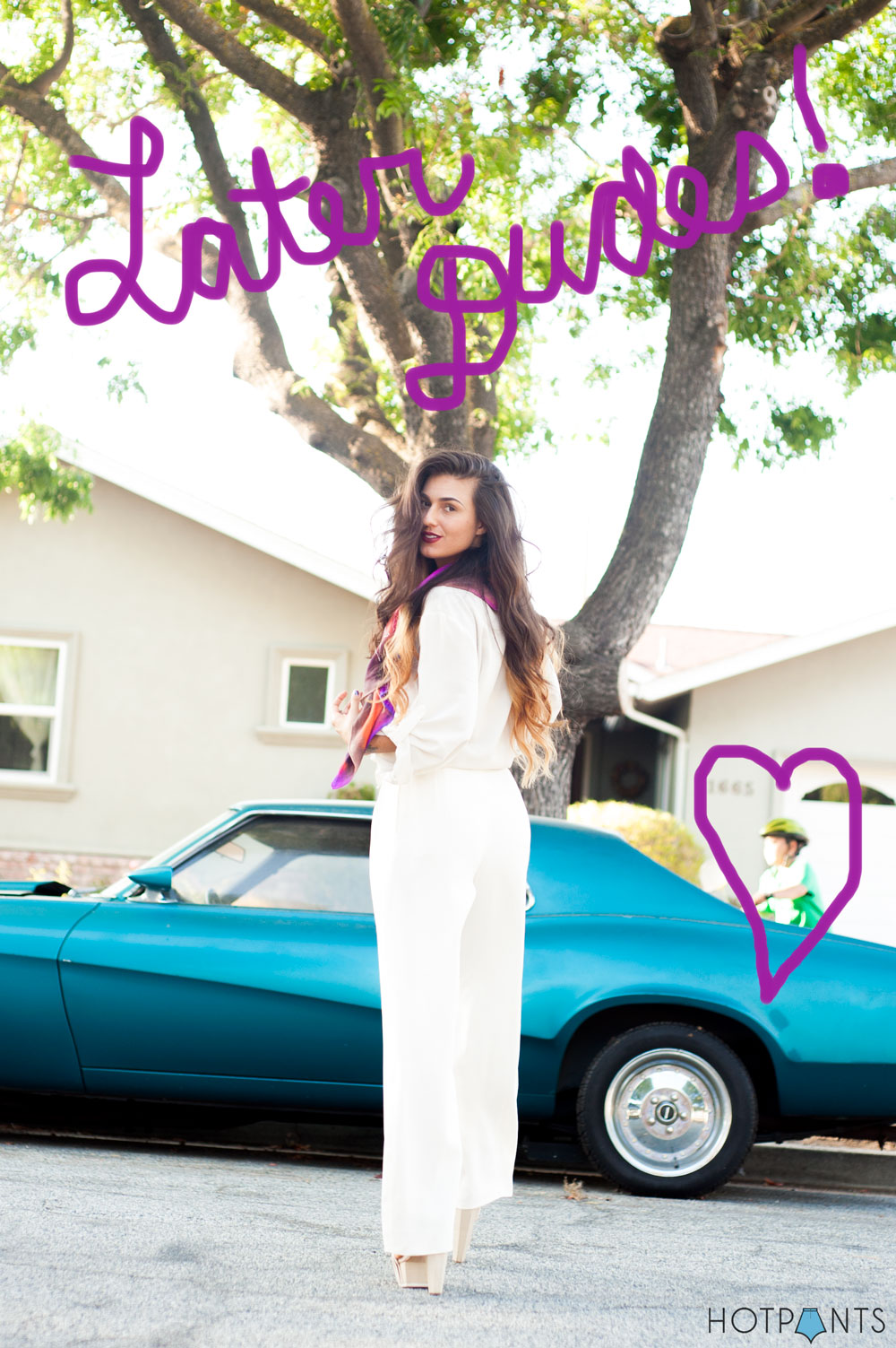 Girl Woman San Jose California Standing With In Front Of Vintage Mercury Cougar