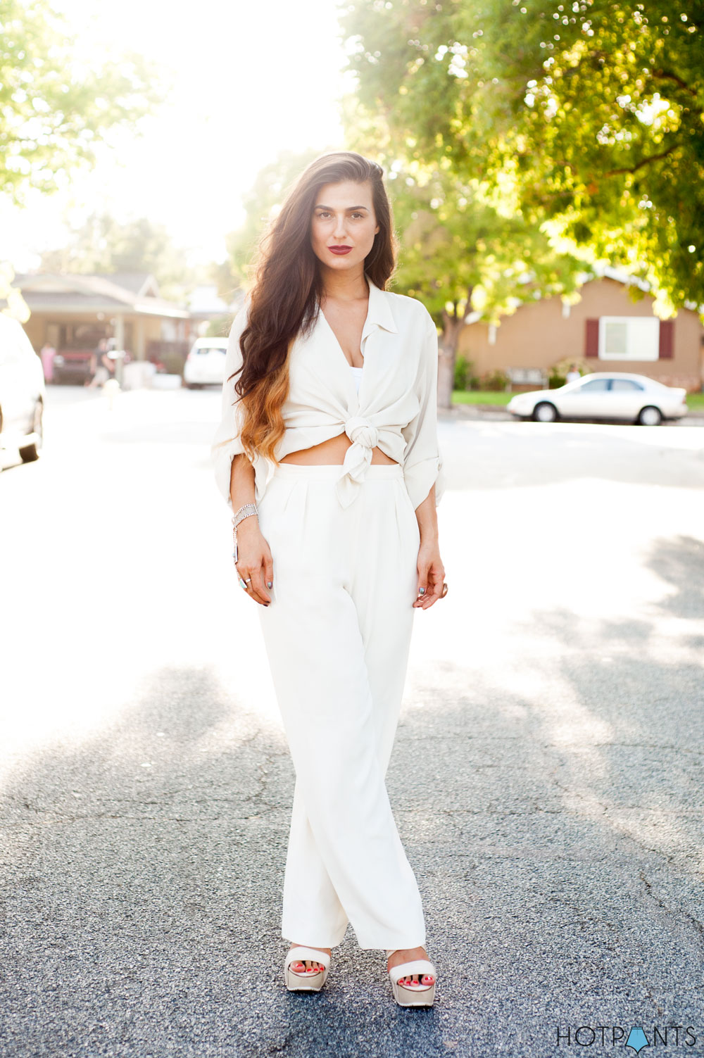 Girl Woman San Jose California Standing With In Front Of Vintage Mercury Cougar