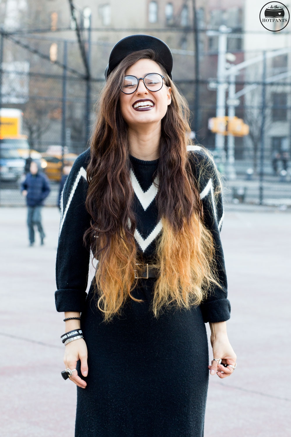 Long Hair Blogger Curvy Woman Ombre Hair New York Winter Goth Fashion