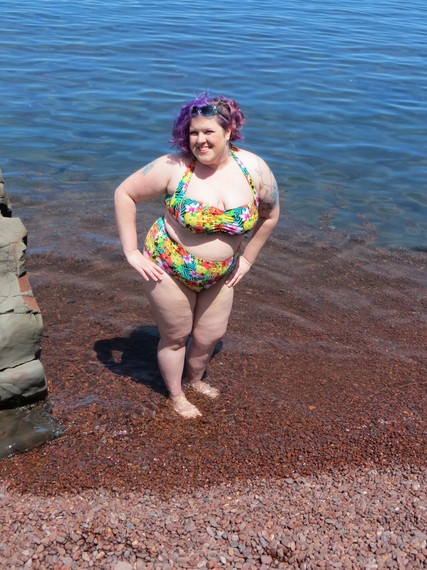 Fat lady in a swimsuit on sale