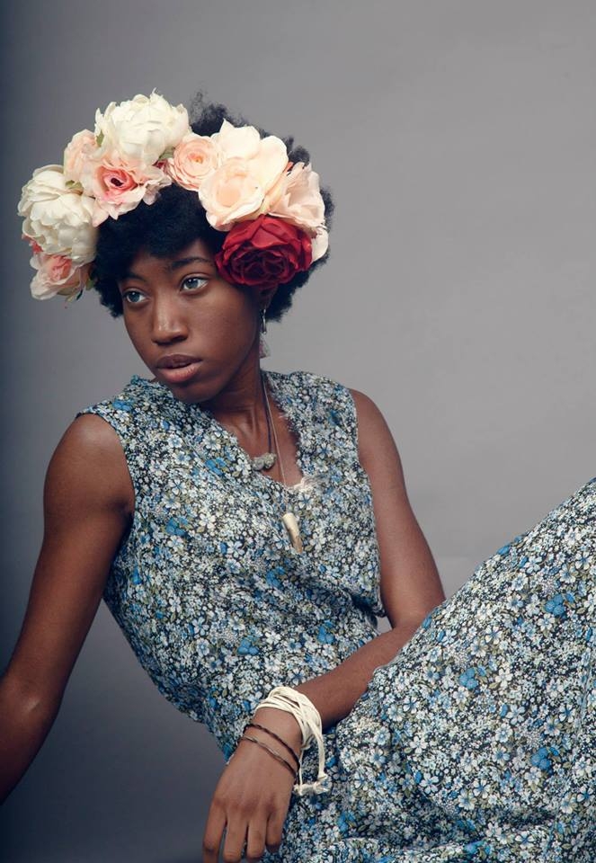 Woman Black Afro Natural Hair Flower Crown Beautiful Woman of Color