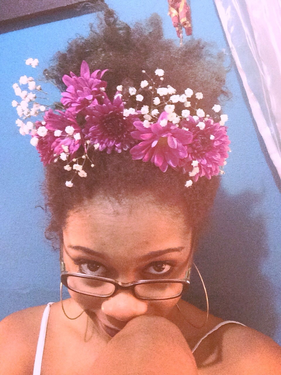 Woman Black Afro Natural Hair Flower Crown Beautiful Woman of Color