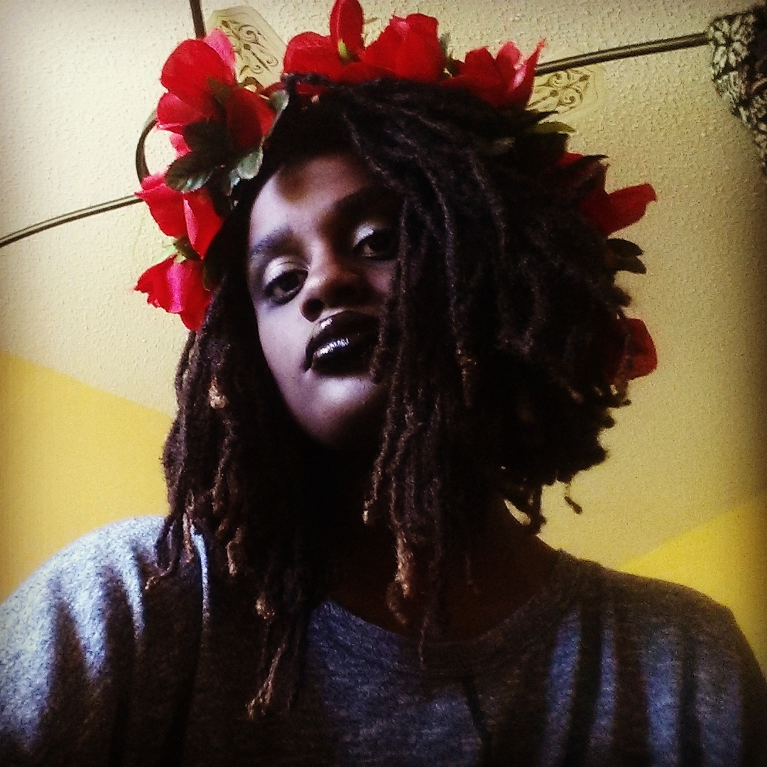 Woman Black Afro Natural Hair Flower Crown Beautiful Woman of Color