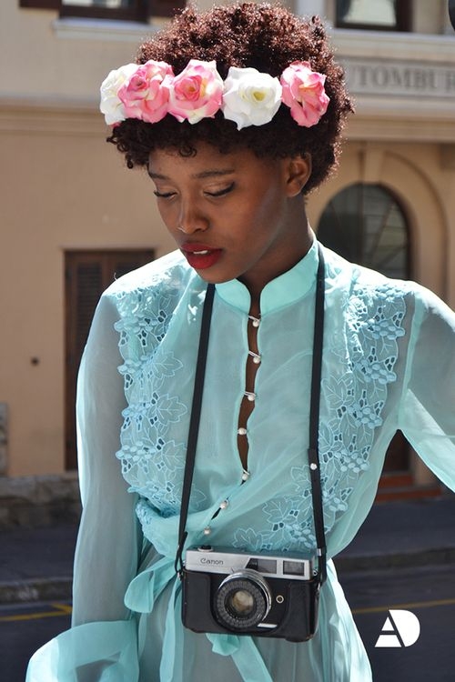 Woman Black Afro Natural Hair Flower Crown Beautiful Woman of Color