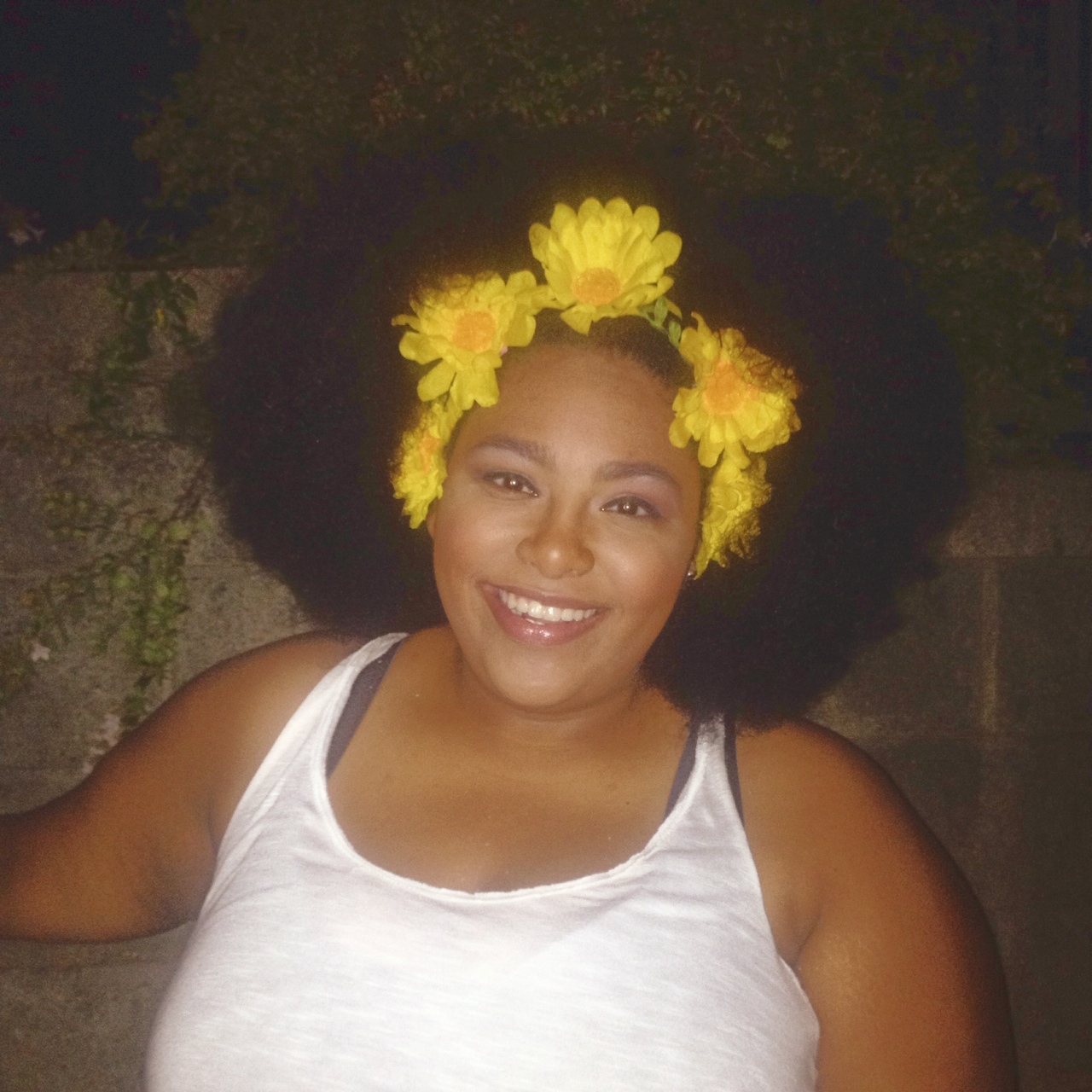 Woman Black Afro Natural Hair Flower Crown Beautiful Woman of Color