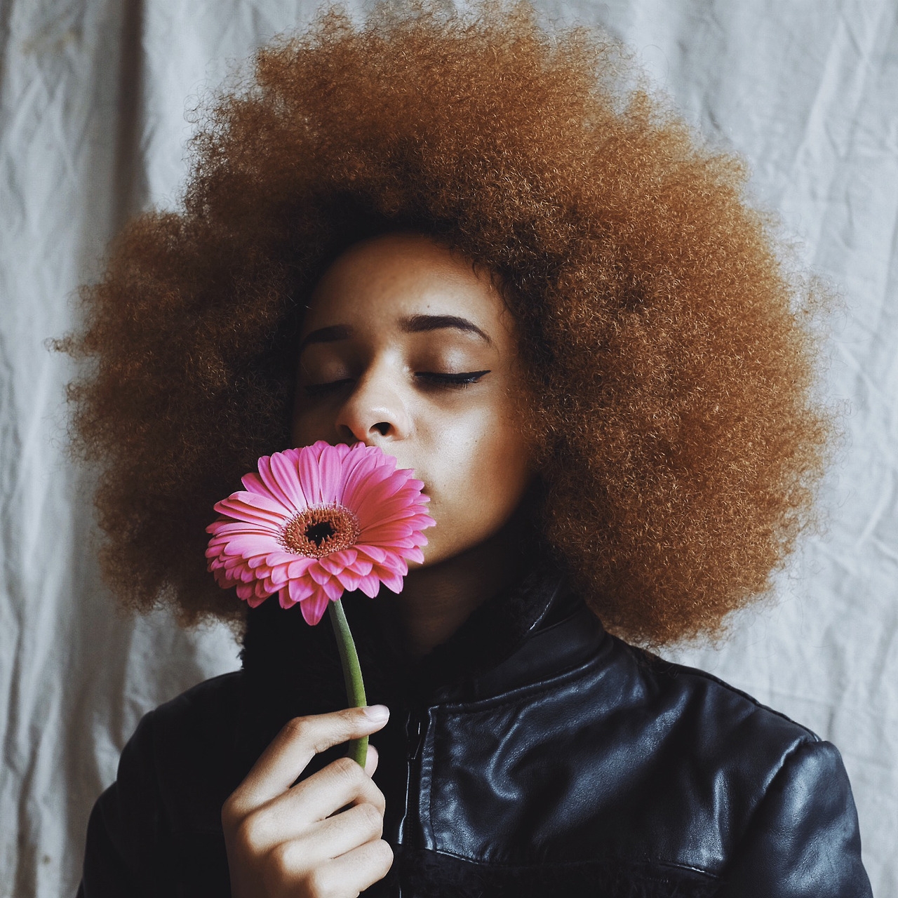 Woman Black Afro Natural Hair Flower Crown Beautiful Woman of Color