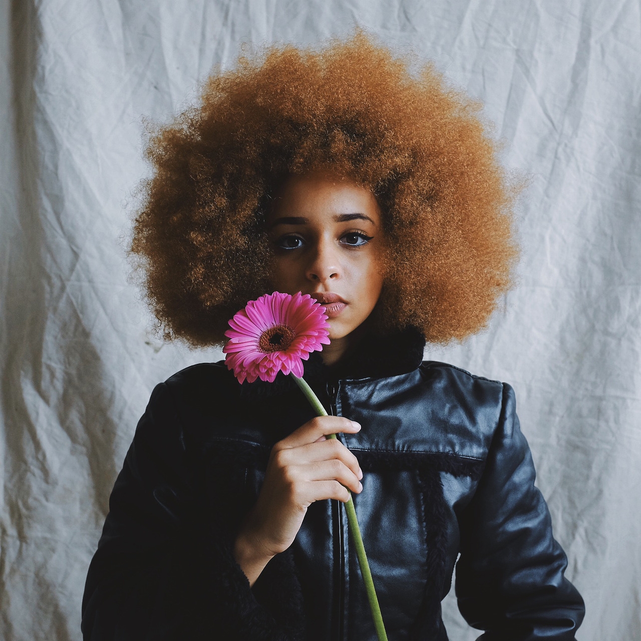 Woman Black Afro Natural Hair Flower Crown Beautiful Woman of Color